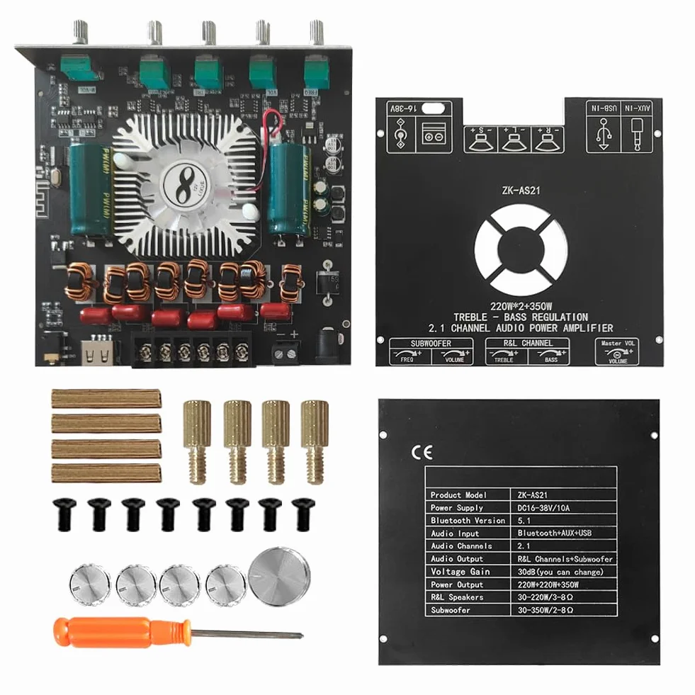Scheda Amplificatore Audio ZK AS21 2.1 Channel TPA3255 DC16-38V