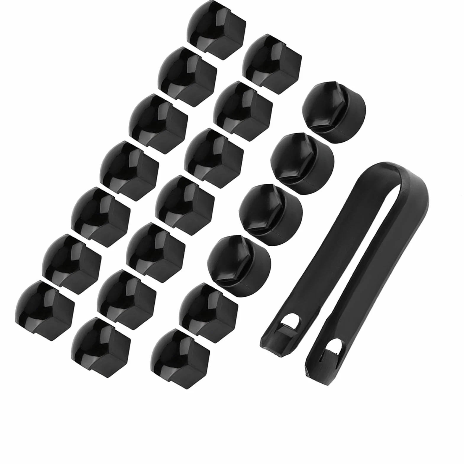 Cappucci di Protezione per Dadi Ruota 17 Mm Set Nero di 20 Copriviti per Cerchioni in ABS di qualità Coprimozzi Robusti Antifurto per Auto (Black)