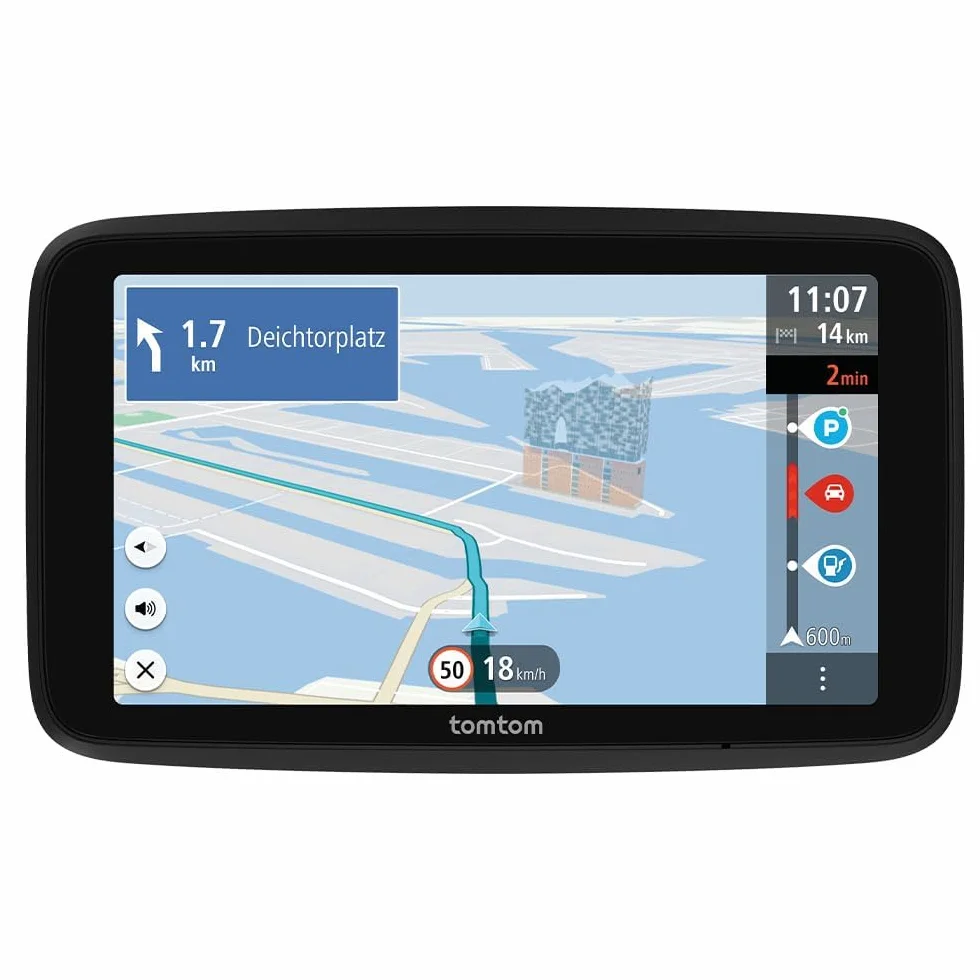 TomTom Navigatore per Auto GO Advanced (6", Info traffico e Avvisi autovelox, mappe mondo, Aggiornamenti Wi-Fi, Indicatore corsia in movimento, Segnali visivi, Supporto reversibile integrato)