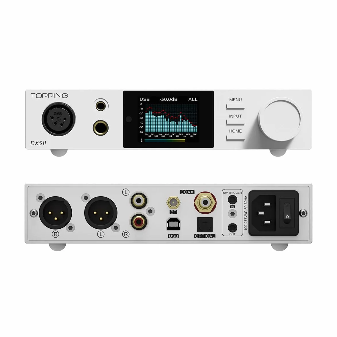 Topping DX5 II Amplificatore DAC Bilanciato 7600 mW ES9039Q2M DSD512 768 kHz USB Ottico Coassiale RCA XLR 6,35 mm 4,4 mm Argento