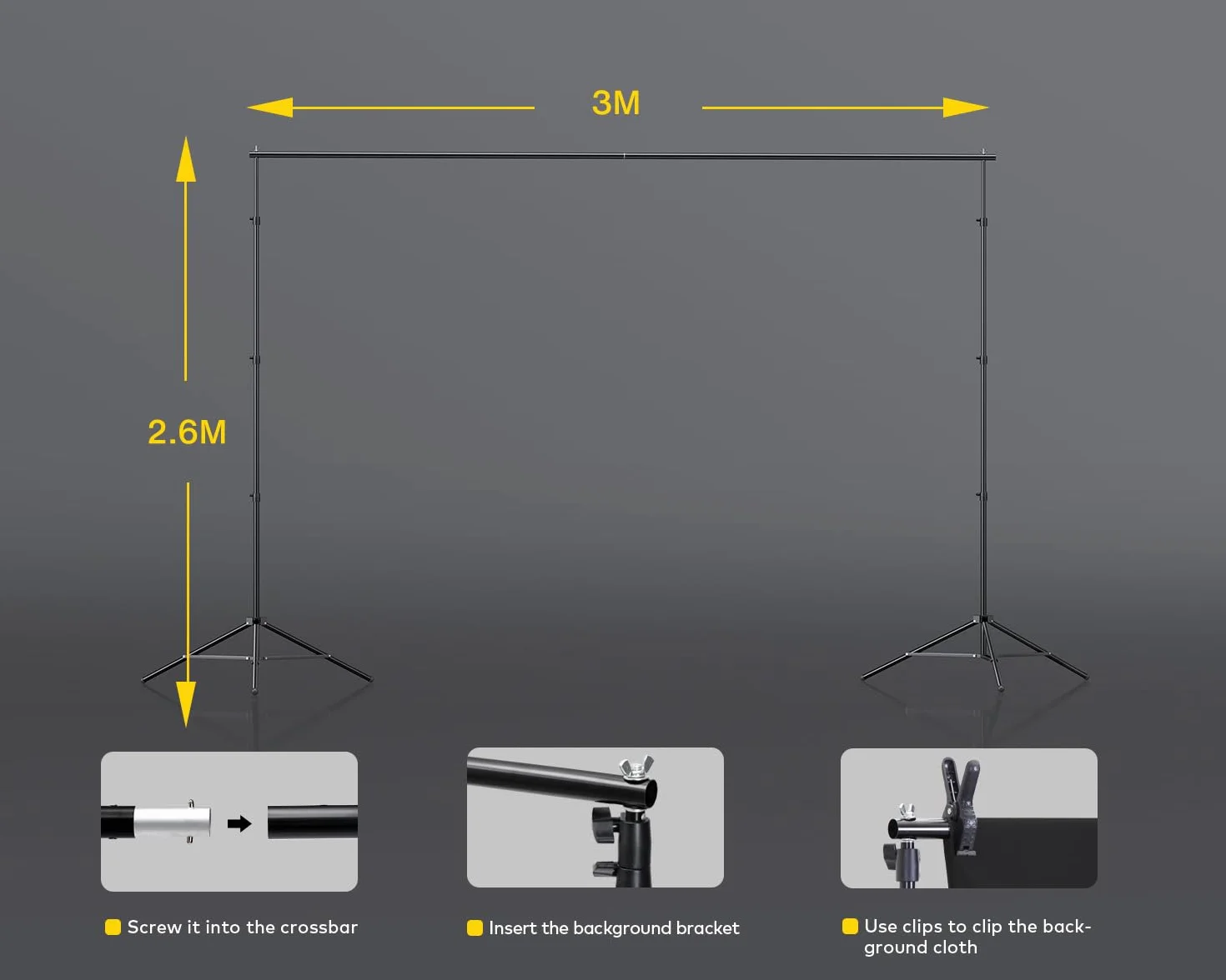 RALENO Set Fotografia, Kit di staffe per sfondo verde 2,6x3 m, Kit di Illuminazione per Studio Softbox con 50W Lampadine LED 5500 K, 97 CRI, Kit Fotografico in Studio