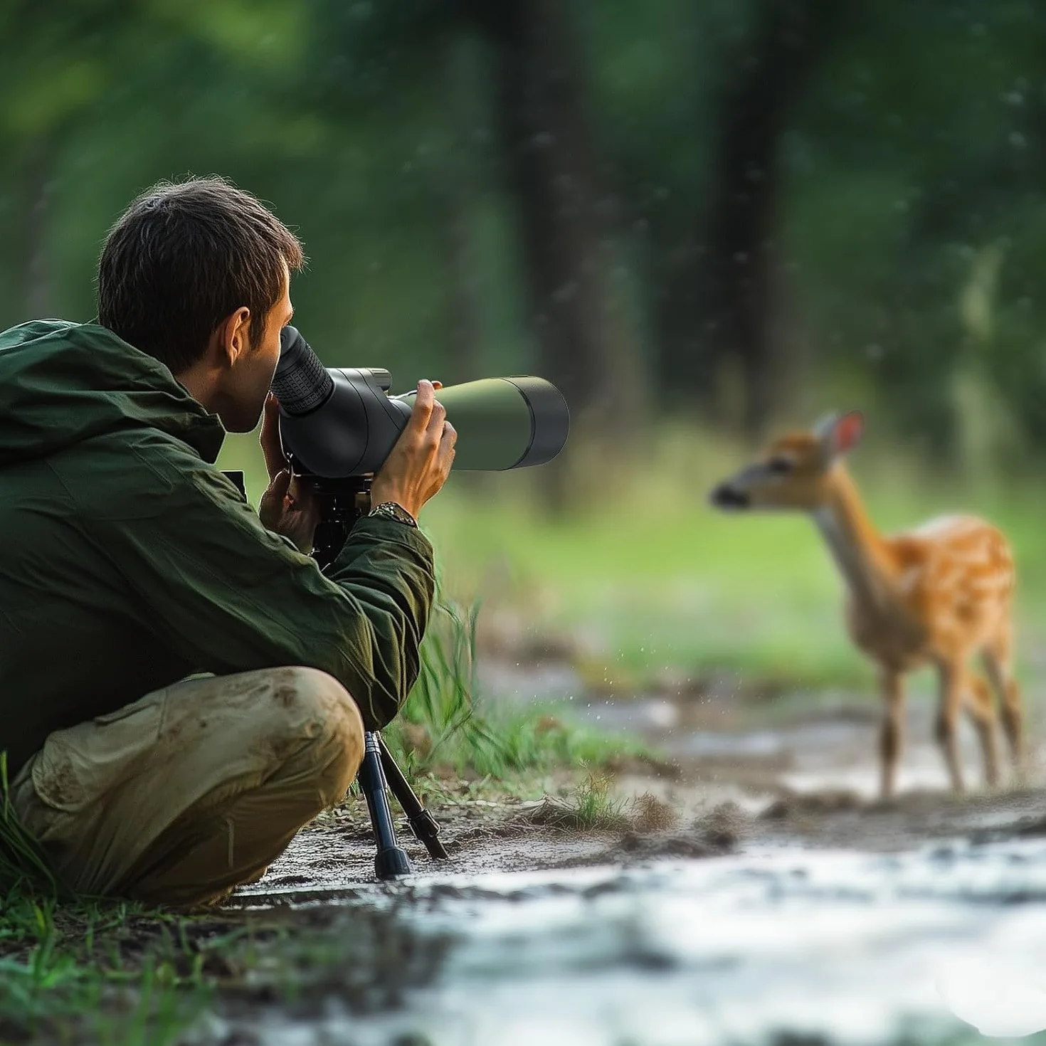 Gosky 20-60x80 da osservazione con treppiede, borsa da trasporto e smartphone - BAK4 HD cannocchiale ad angolo - cannocchiale impermeabile per caccia al bersaglio Bird Watching