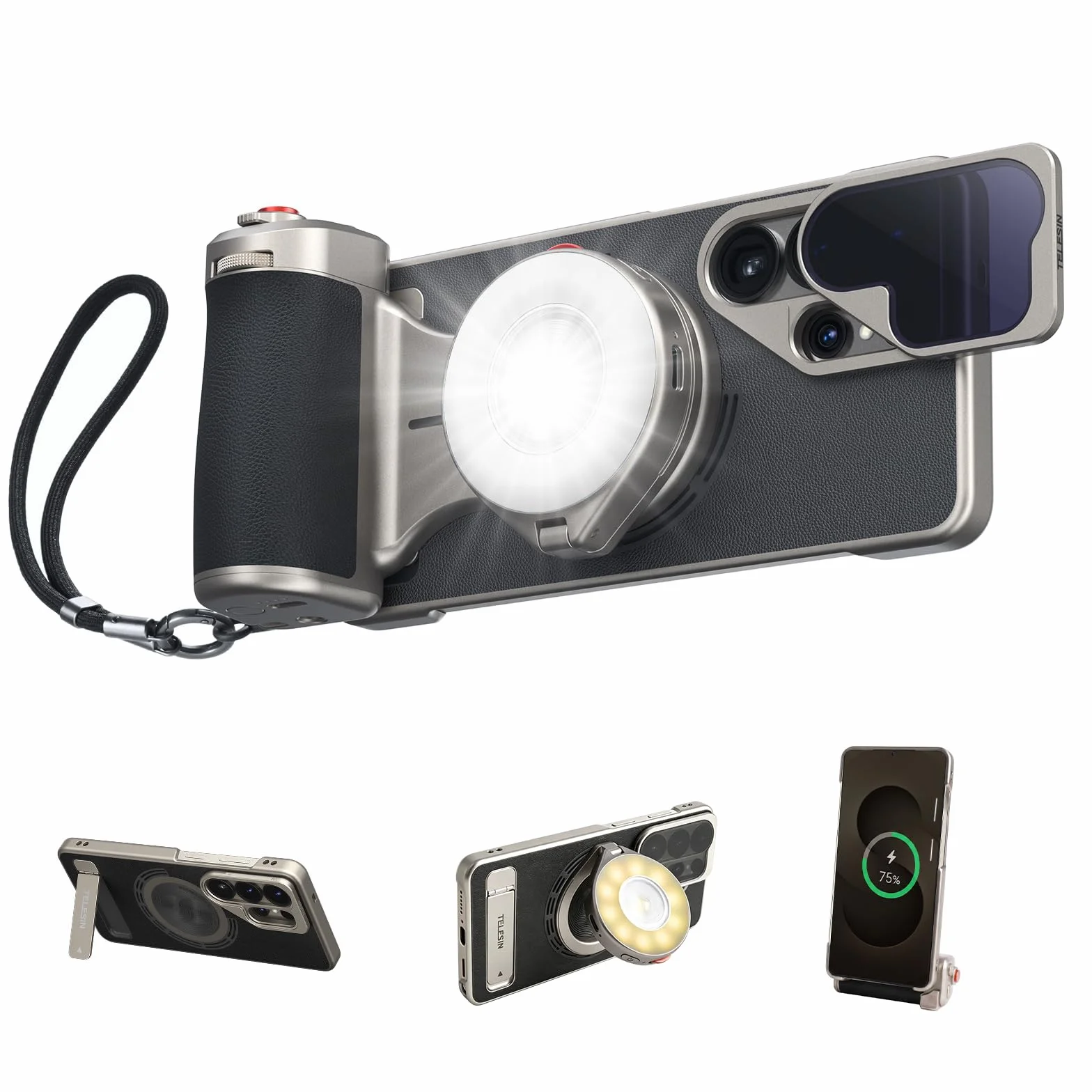 Master Grip Kit per Samsung Galaxy S26 Ultra, Fun Shot S26 Phone Grip, batteria integrata da 3200 mAh, ricarica wireless, con custodia per cellulare in grafene DSLR, supporto Pro Shot Imaging Grip