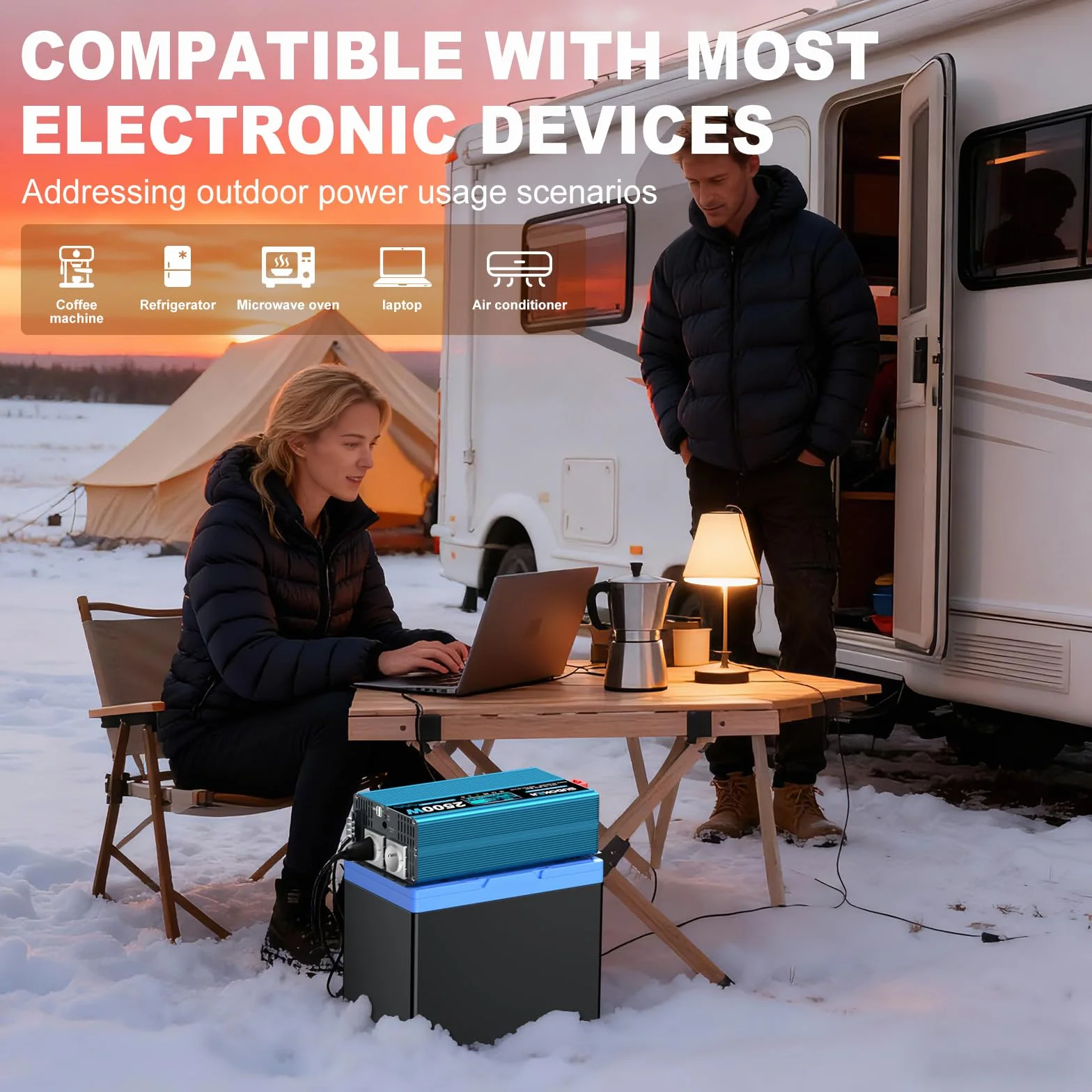 SUDOKEIJI Inverter 4000W Onda Sinusoidale Pura 12V a 230V Convertitore di Tensione con Telecomando Schermo LCD 2 Prese EU e 2 Porte USB per Camper Camion Campeggio Nautica