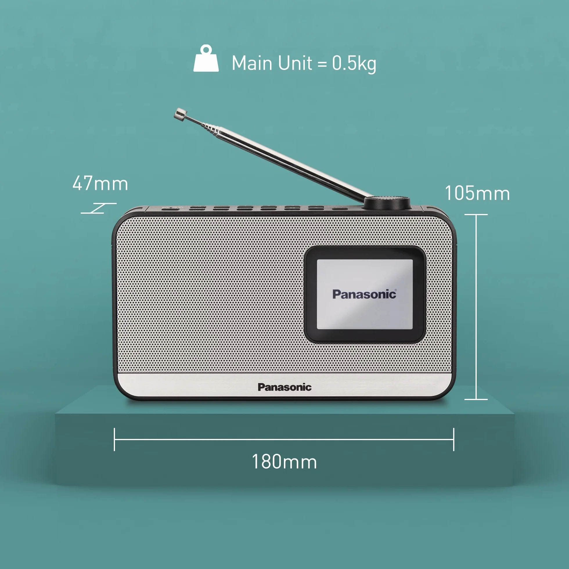 Panasonic RF-D15EG-K Tragbares DAB+/FM Digitalradio mit Bluetooth, 2,4 Zoll TFT LCD-Display, 3W 5cm Lautsprecher, Schlaf-, Wecker- und Uhrfunktion, Schwarz