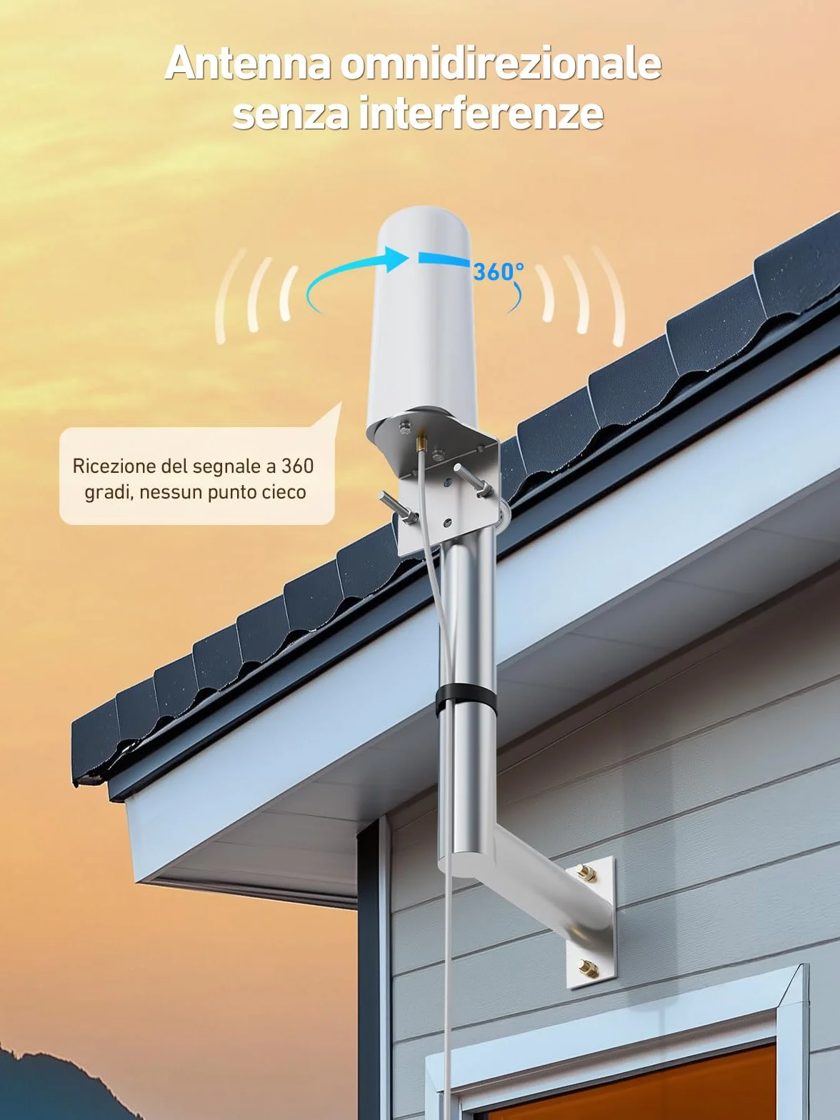 Amplificatore Segnale Cellulare 5G 4G LTE 3G GSM Ripetitore per Casa sulla Banda 1, 3, 7 e 8 per TIM Wind Tre e altro con Antenna Omnidirezionale