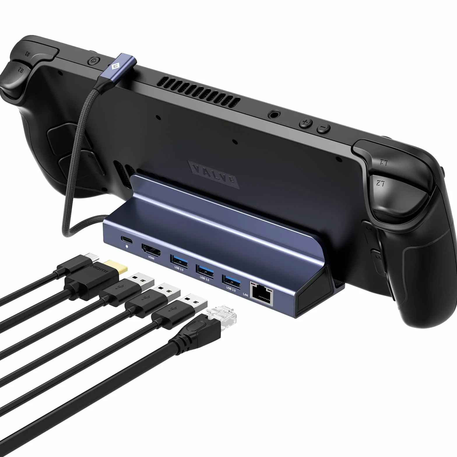 NOVOO 6-in-1 Docking Station per Steam Deck, con HDMI 2.0 4K@60Hz, Ethernet 1Gbps, 3 Porte USB A 3.0, Ricarica USB C PD 100W, Compatibile con Valve Steam Deck