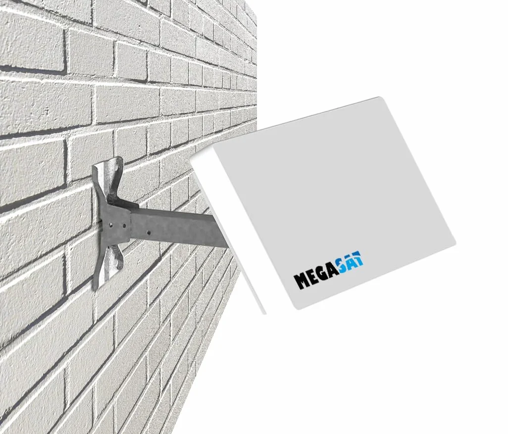 Megasat Antenna piatta D1 Profi-Line – Antenna satellitare piatta (1 utente, LNB intercambiabile, installazione a parete, supporto per palo/balcone o finestra) – Bianco