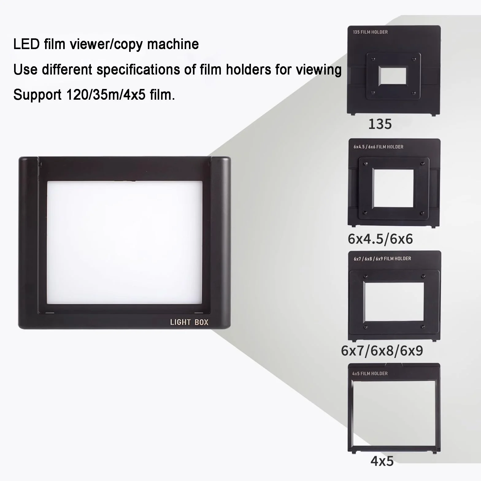 Scanner per Pellicole Mobile, Diapositive E Copia di Negativi, Visualizzazione con Illuminazione a LED - Dimmerabile, con Supporto per Pellicole da 135, 120, 4x5