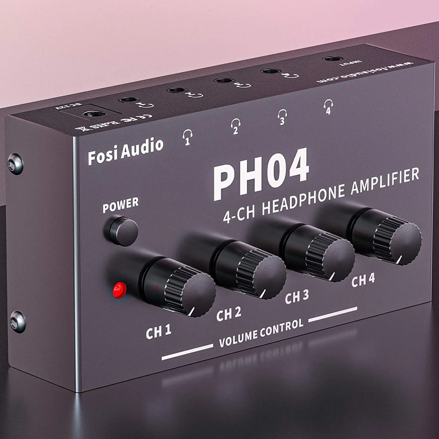 Fosi Audio PH04 Amplificatore per Cuffie a 4 Canali, Compatto Amplificatore Portatile Audio Stereo, con Controlli di Volume, compatibile con cuffie da 3,5 mm/6,35 mm, per Studio, Mixer da Palco