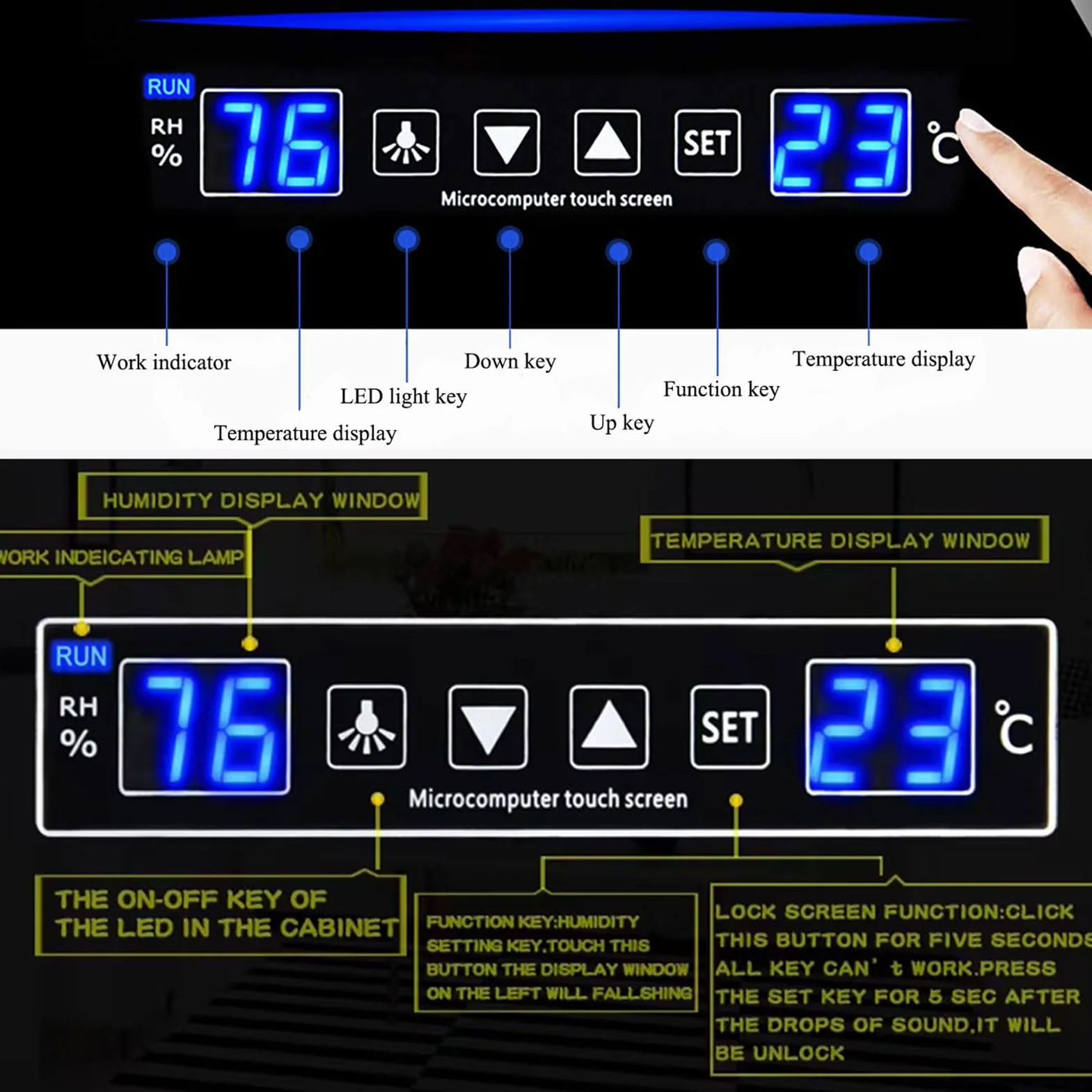 Deumidificazione Dry Cabinet per obiettivo fotocamera e attrezzature fotografiche, scatola elettronica a prova di umidità con display digitale LED