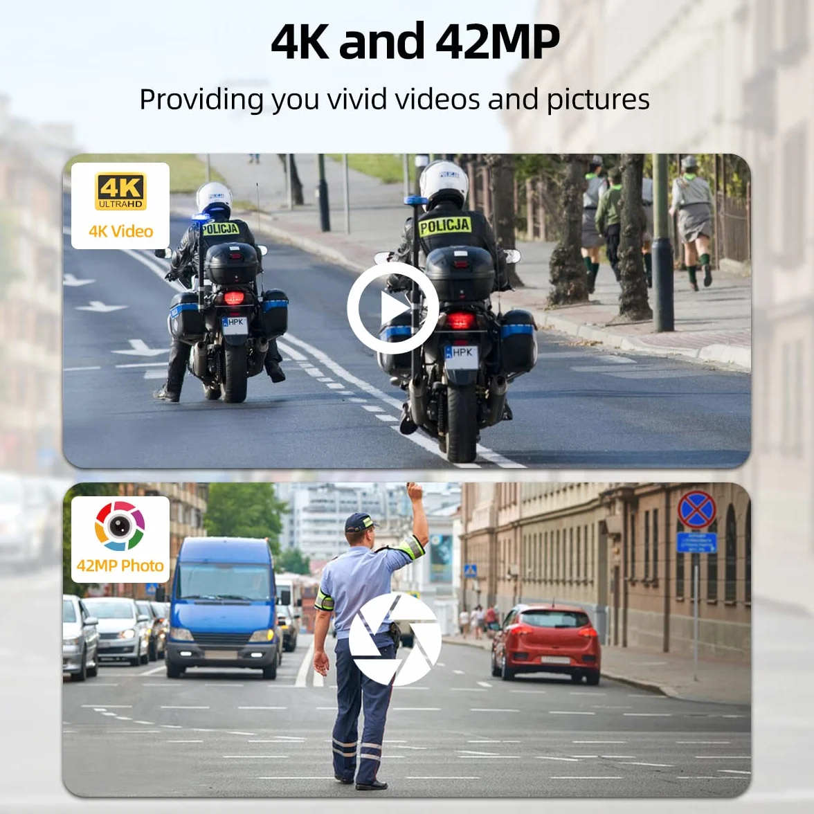 CAMMHD F6 4K Bodycam 32G 2160P Videocamera per Forze dell'Ordine Visione Notturna Autonomia 12-14 Ore Adatta per Polizia Personale di Sicurezza Lavoratori Edili e Uso Personale
