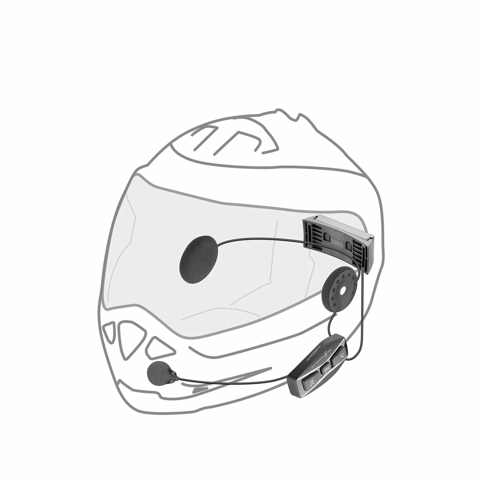 INTERPHONE UCOM4TP - Doppio - Interfono Bluetooth 5.0 da Casco per Moto, Uso Gruppo Piloti 4, Distanza 1 Km, Autonomia Fino a 15 Ore, Mp3, GPS, Impermeabile IP67, per Tutti i Caschi