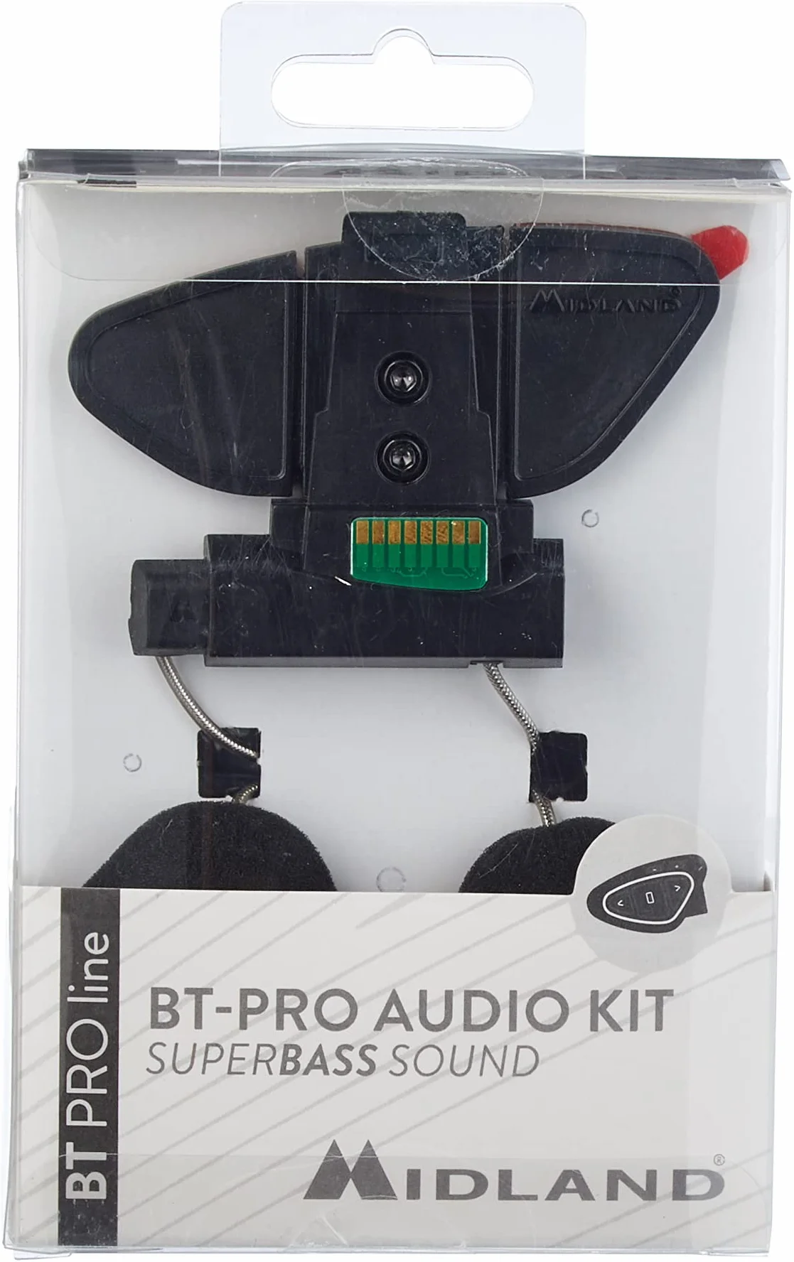 Midland BT Pro Audio Kit Cablaggio Secondo Casco Accessorio Interfono Moto Auricolare Casco Moto 2 Altoparlanti Super Bass Sound Microfono Filo Braccetto Base Aggancio Fissaggio