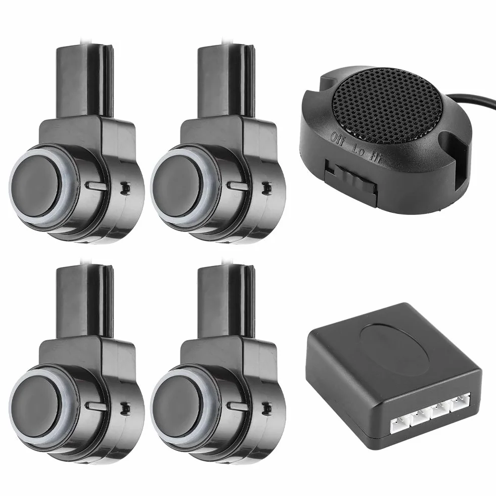 Qiilu Sensori Parcheggio Auto 65dB Kit 4 Sensori Retromarcia con Allarme Assistenza Parcheggio