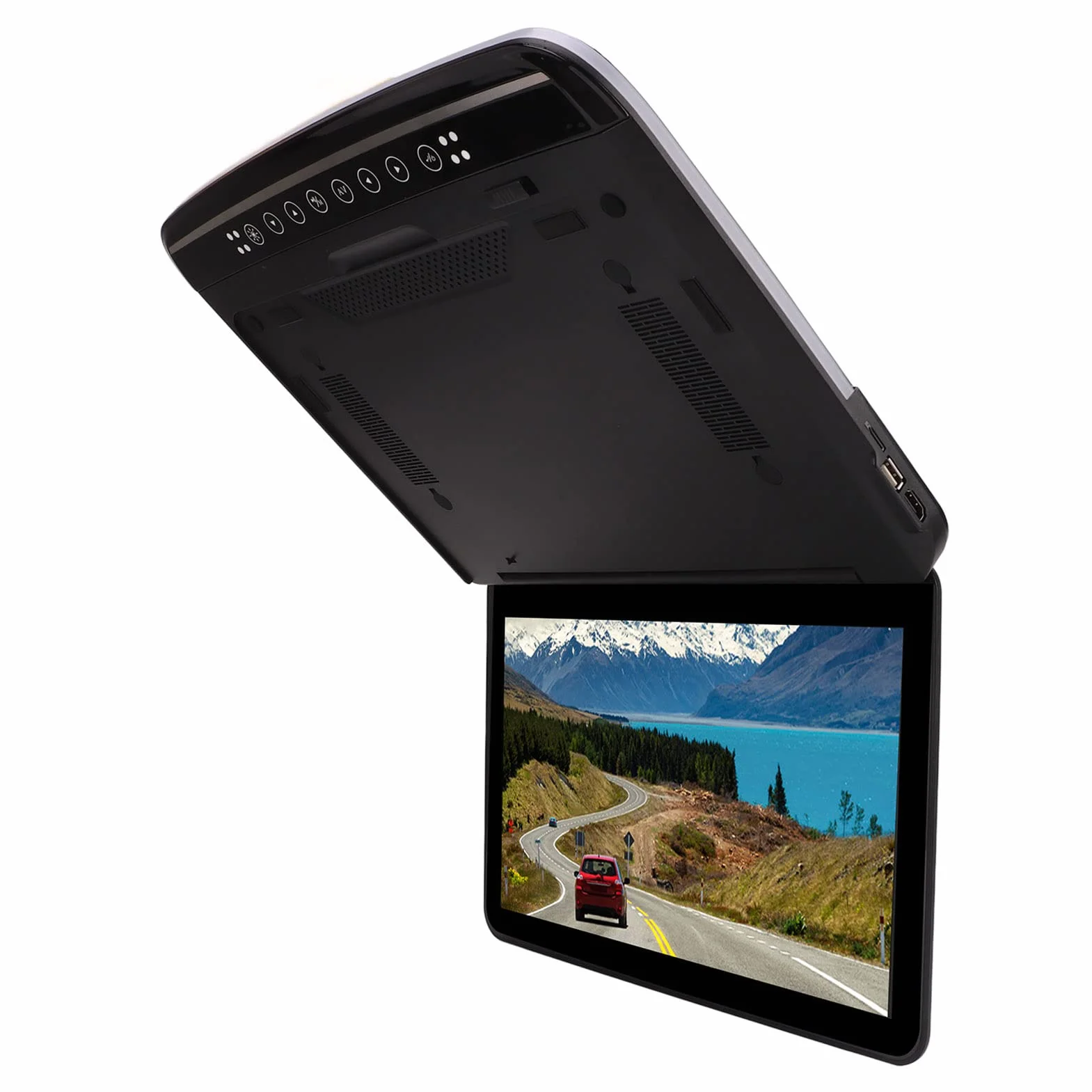 Monitor da Tetto per Auto Schermo Monitor da Tetto per Auto 13,3 Pollici Interfaccia Multimediale Ad Alta Definizione 1080P Schermo Montato Sul Tetto con Luce a Doppio Colore (Nero)