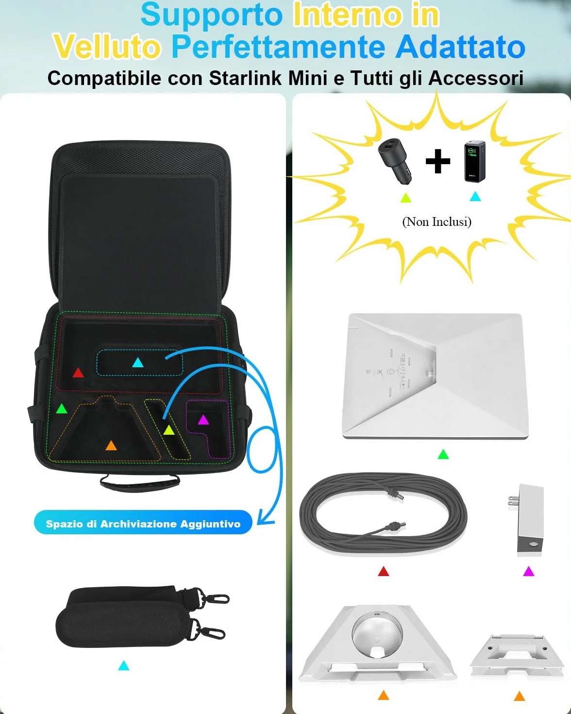 Mwin Starlink Mini Case Custodia Leggera da Viaggio in EVA Resistente Agli Spruzzi e Agli Urti con Tracolla, Borsa Rigida Portatile Nera