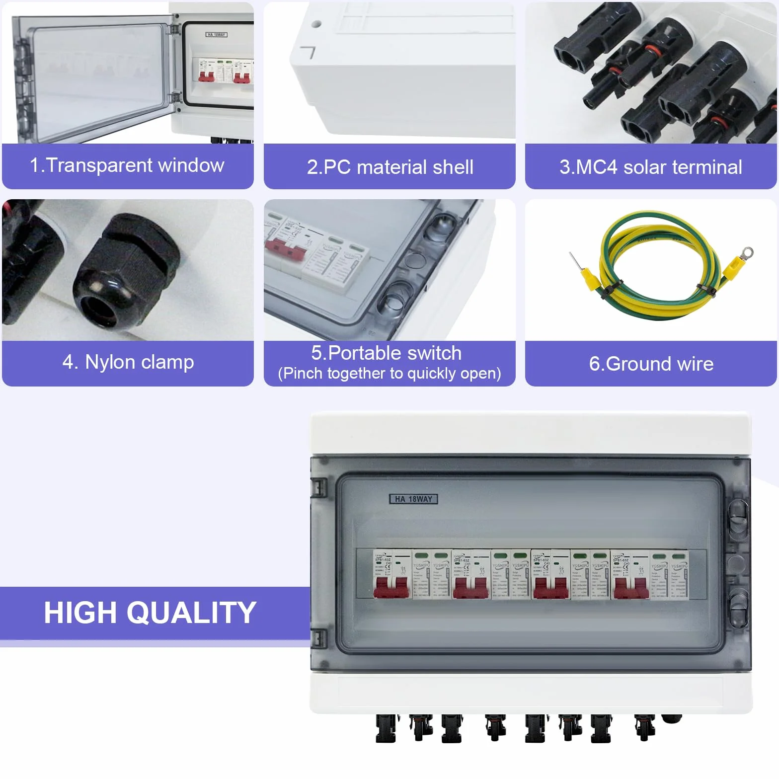 Scaricatore di Sovratensione DC 40A 1000V IP65 Protezione Fulmini 4 in 4 Out