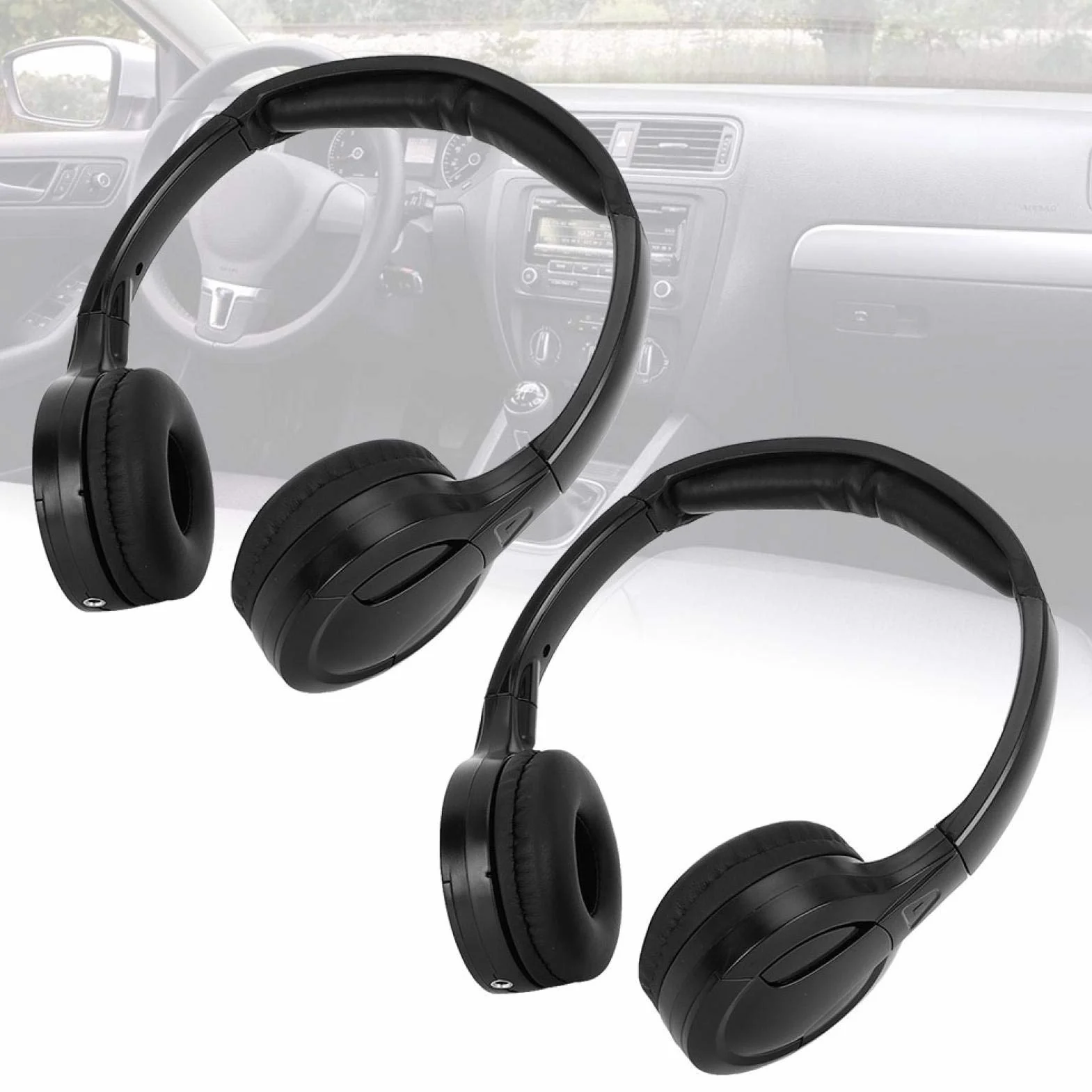 Auricolare per auto, auricolare per cuffie audio stereo IR a infrarossi senza fili a 2 canali per poggiatesta per auto DVD(1 paio di auricolari a infrarossi)