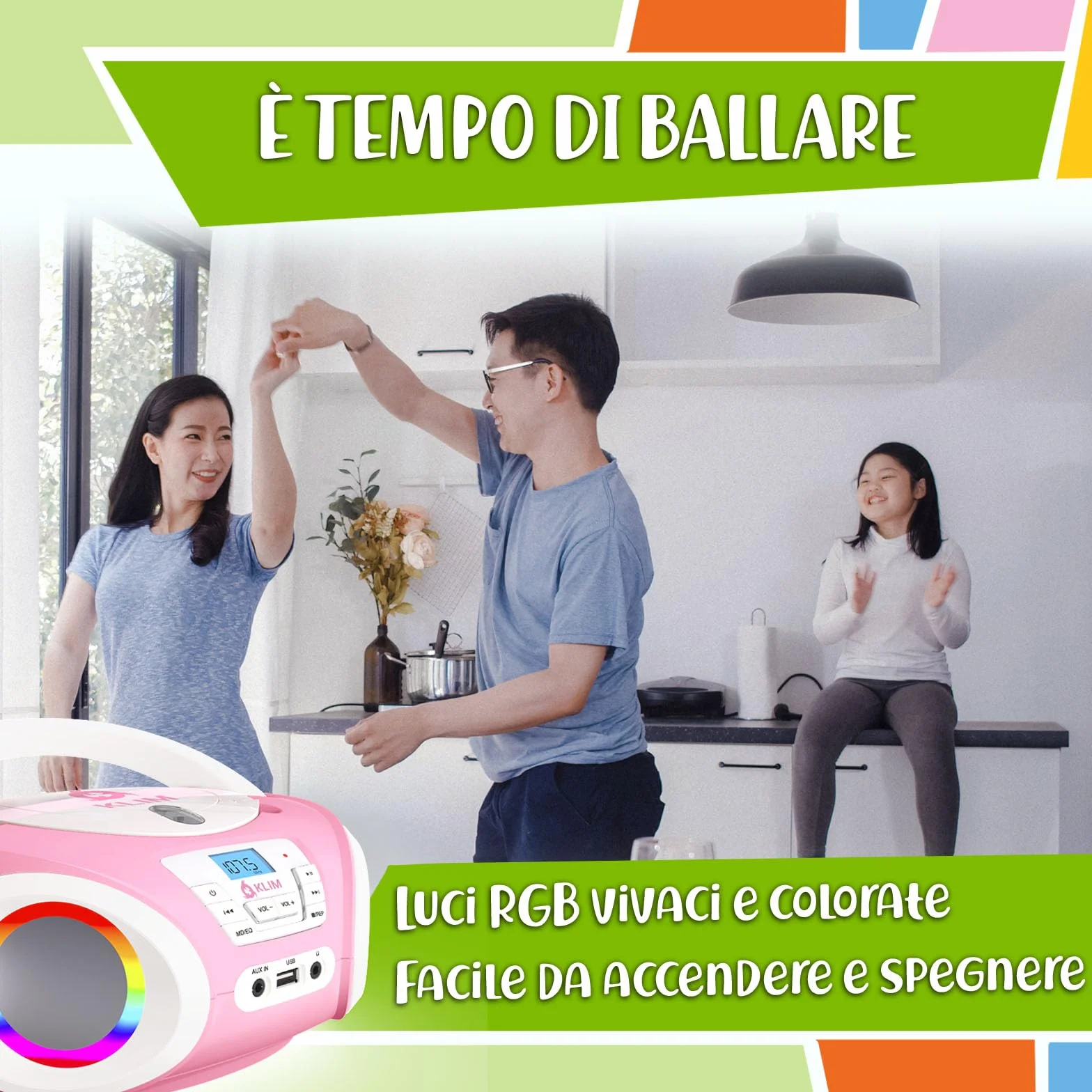 KLIM Candy Kids - Lettore CD portatile, nuova versione con radio FM e altoparlanti, batterie incluse, design rosa carino per bambini e bambini, rosa