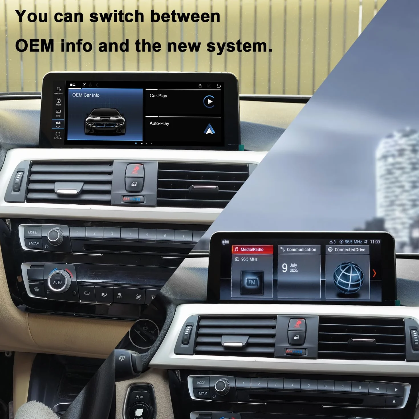 PEMP Schermo Linux per BMW Serie 3 F30 X1 F48 2017-2019 EVO ID6, Supporto Wireless CarPlay Android Auto utilizzando OEM Bluetooth Chiamata e Musica