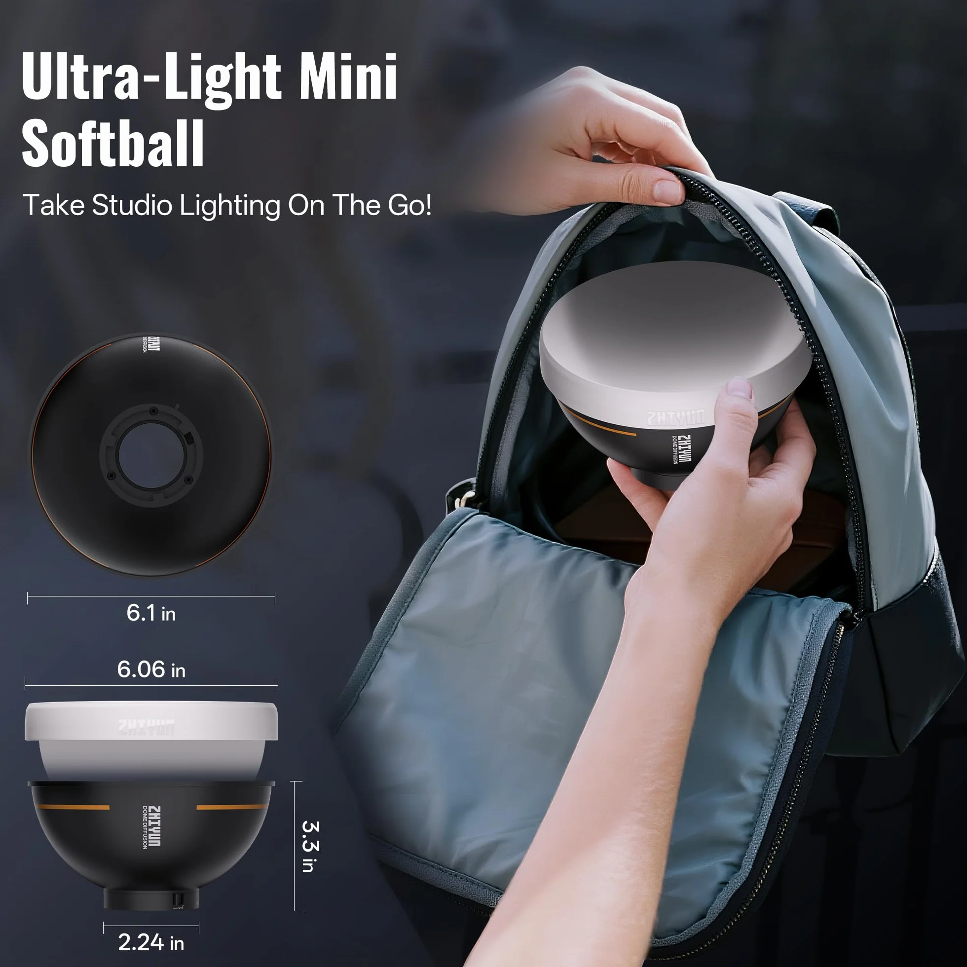 ZHIYUN Cupola di Diffusione [Ufficiale] con ZY Mount, Diffusore Softbox per Molus X60 RGB/ G60/ X100, Cinepper CX100