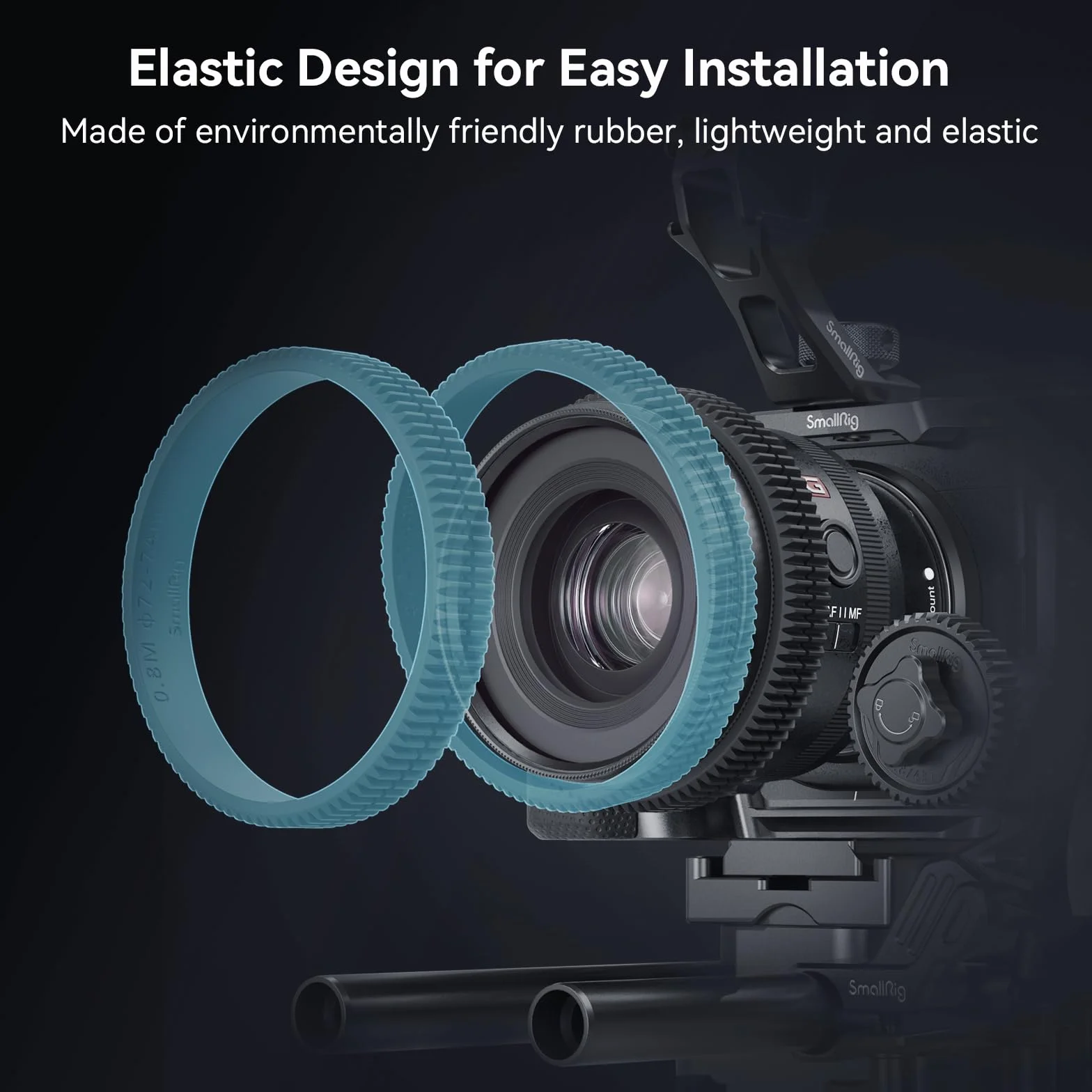 SMALLRIG Seamless Follow Focus Ring Set (4 Pezzi), con AB Stop e Gomma Antiscivolo, Anello di Messa a Fuoco Standard M0.8, Compatibile con SMALLRIG Follow Focus - 4187