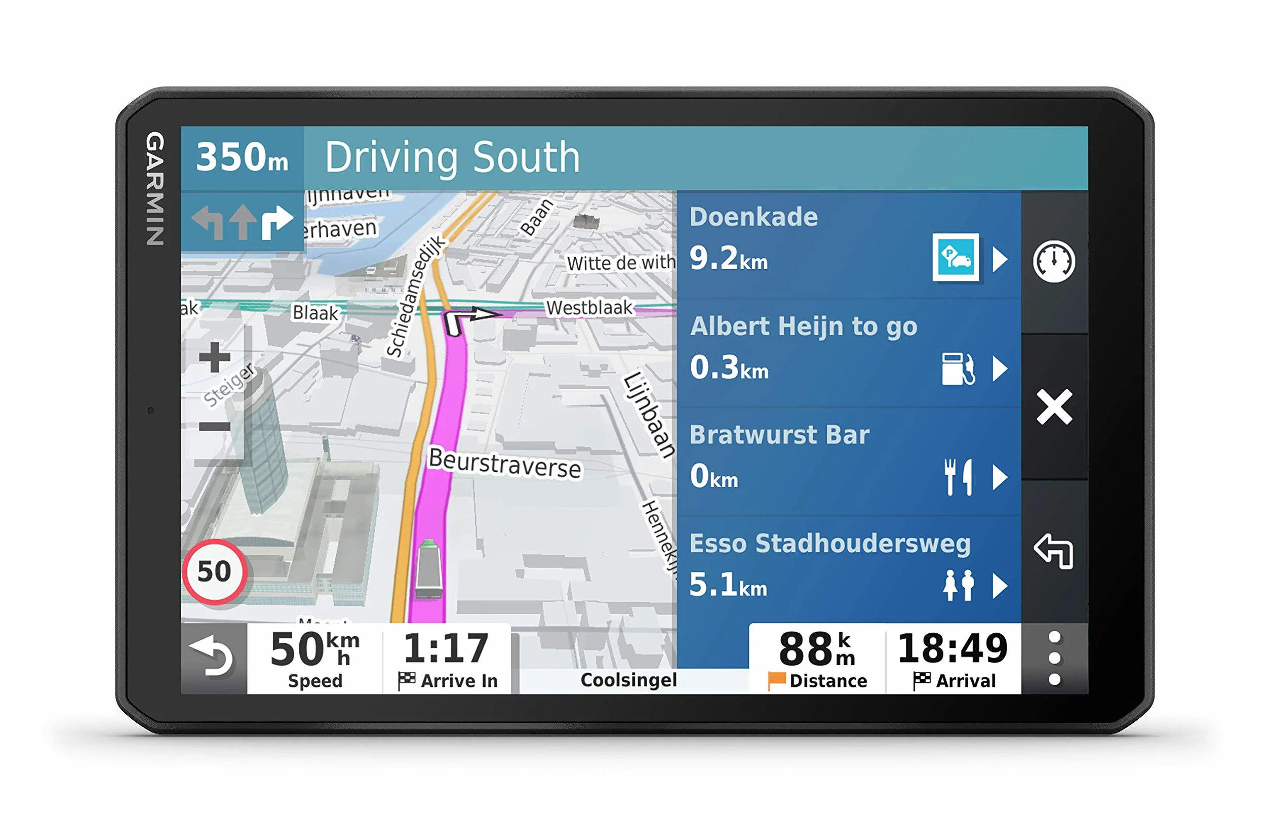 Garmin dēzl LGV800 MT-D, Infotraffico DAB, Display da 8", Mappa Europa, Navigazione in base a dimensioni, peso e carico, Truck Parking Europe