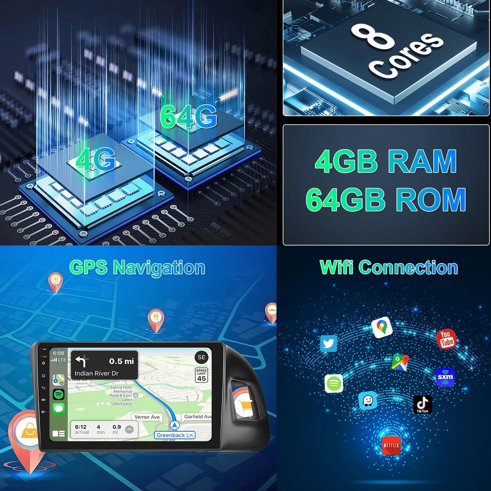 8 Core 4GB+64GB Autoradio per Audi Q5 2010-2018 Android 9 Pollici Touch Screen Carplay Android Auto Wireless, Hodozzy 2 Din Radio Bluetooth DSP GPS WiFi RDS Telecamera Schermo Auto Stereo per Audi Q5