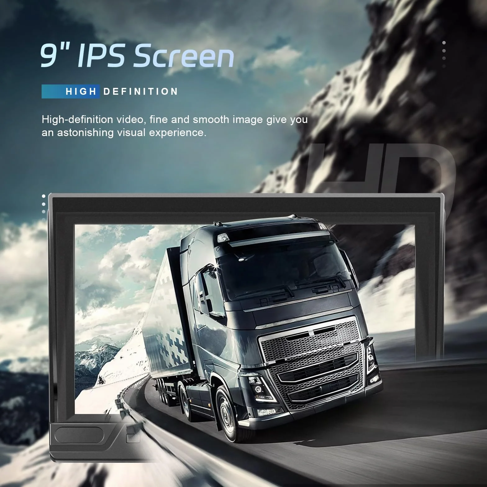 Telecamera Posteriore Digitale Senza Fili Set con 9'' HD Monitor, 1 Grandangolo Impermeabile Visione Notturna Telecamera Targa, per 12V 24V Auto/Camion/Auto/Pickup/SUV/Furgone/Camper
