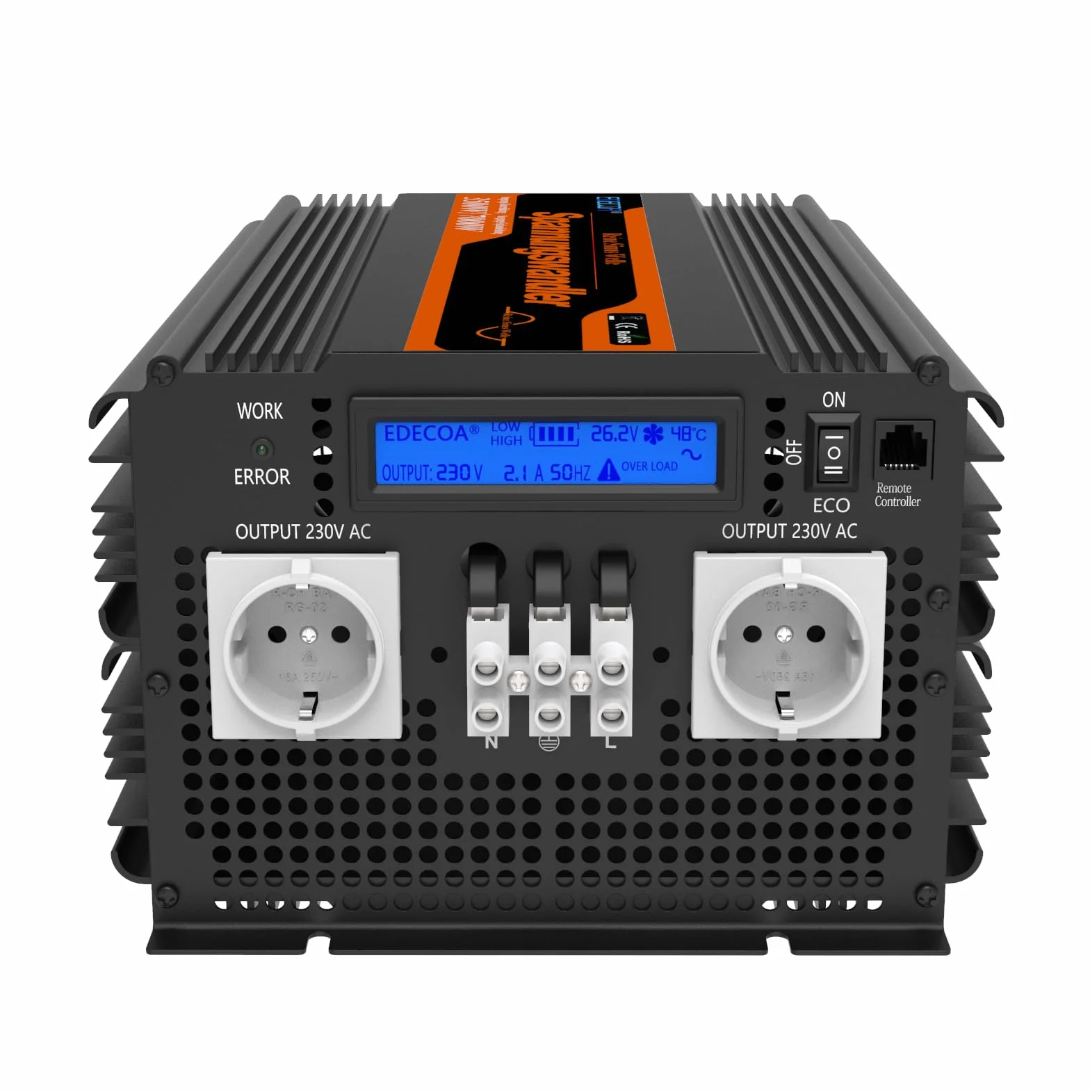 EDECOA Inverter 24v 220v Onda Pura inverter di potenza 3500w con Telecomando per camion, pannelli solari Convertitore di pontenza 24v 230v (3ème génération)