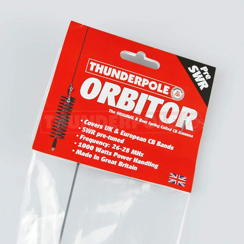 Thunderpole Orbitor CB Radio Antenna & 4 Bolt Kit di montaggio a barra specchio | Springer CB Radio Antenna