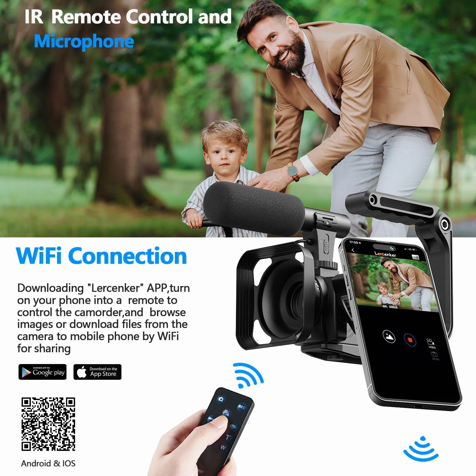Camcorder 5K 56MP Videocamera YouTube Kit Completo, Visione Notturna WiFi Webcam, zoom digitale 16X, Schermo Tattile 3" 270°, Camera Vlog con scheda SD da 64GB, Treppiede, Microfono, 2 Batterie