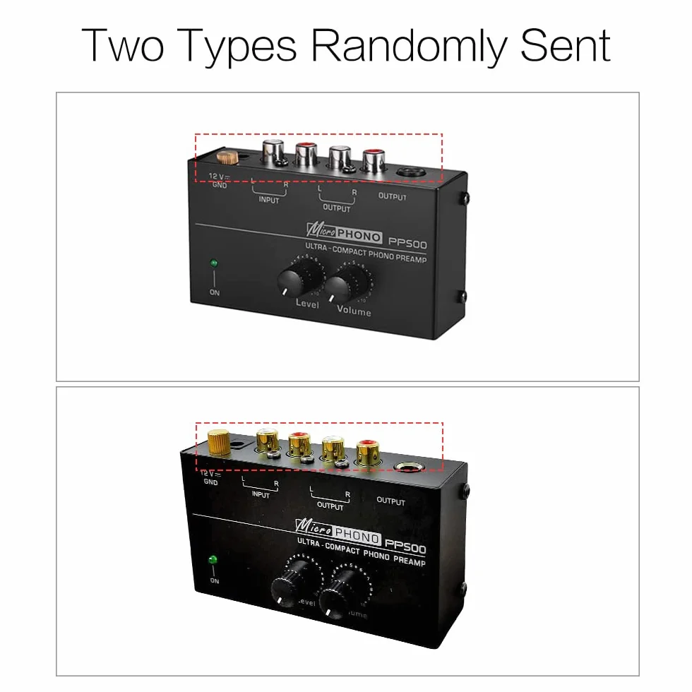 Preamplificatore Fono Ultra-Compatto con Controlli di Livello e Volume, Ingresso e Uscita RCA 1/4