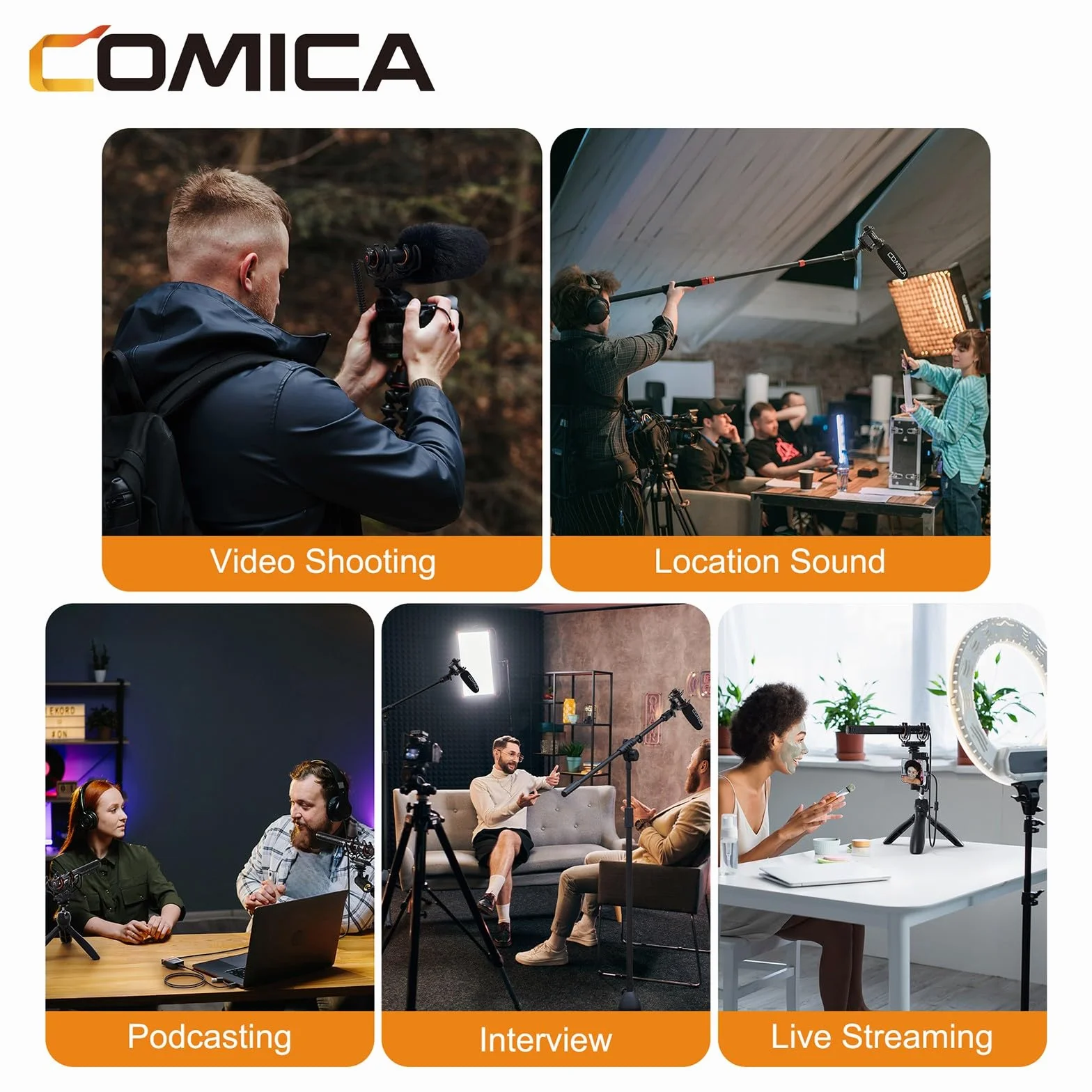 Comica VM40 Microfono Shotgun Wireless, Diagramma Polare Super Cardioide 2.4G, Registrazione Float 48kHz/32-bit, Doppia Modalità Cablata/Wireless, Archiviazione di Registrazione Integrata 32G