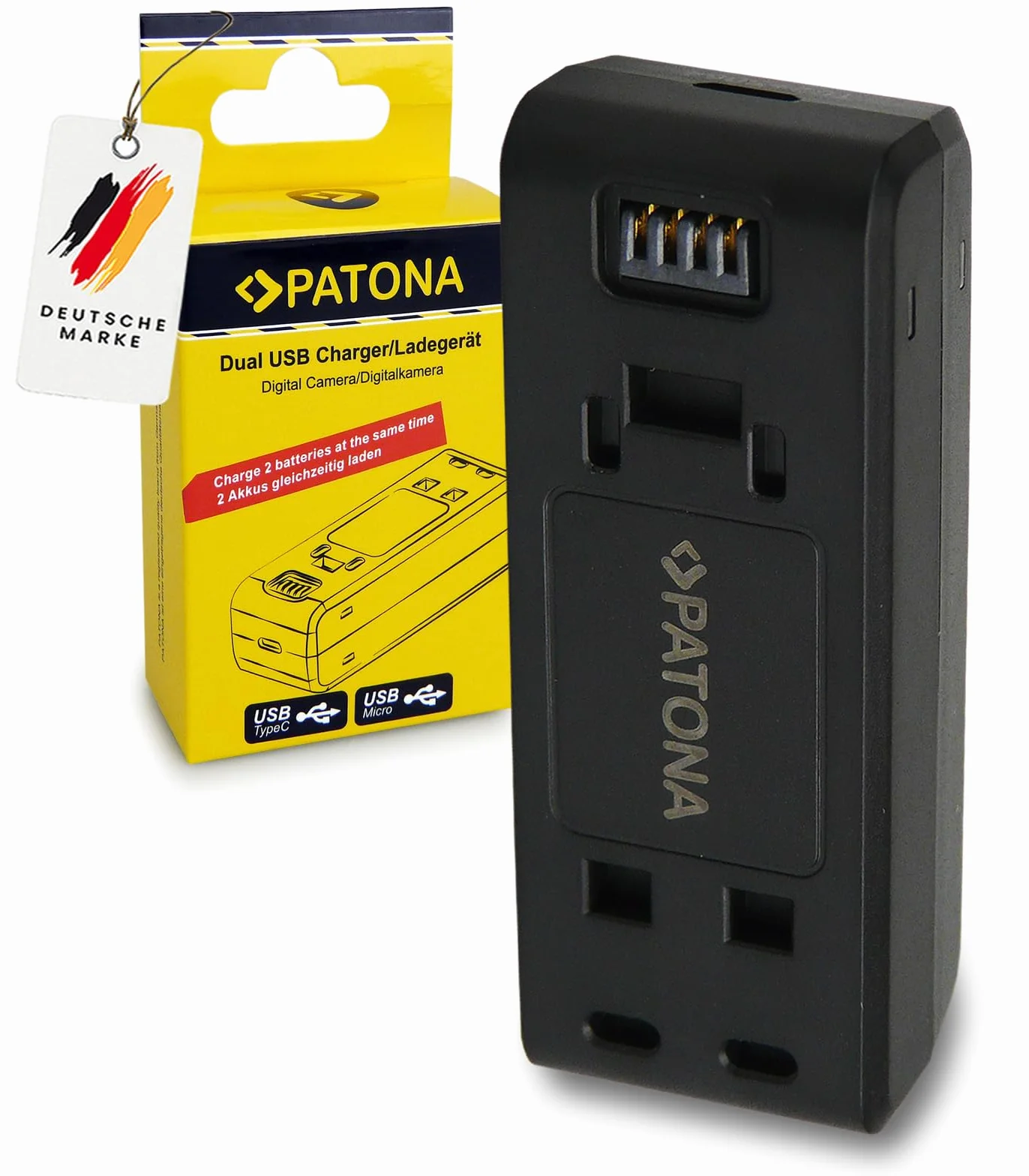 Patona - Caricatore compatibile con batteria Insta IS360RB per Insta360 One R - Insta360 One RS (ingresso micro USB e USB-C)