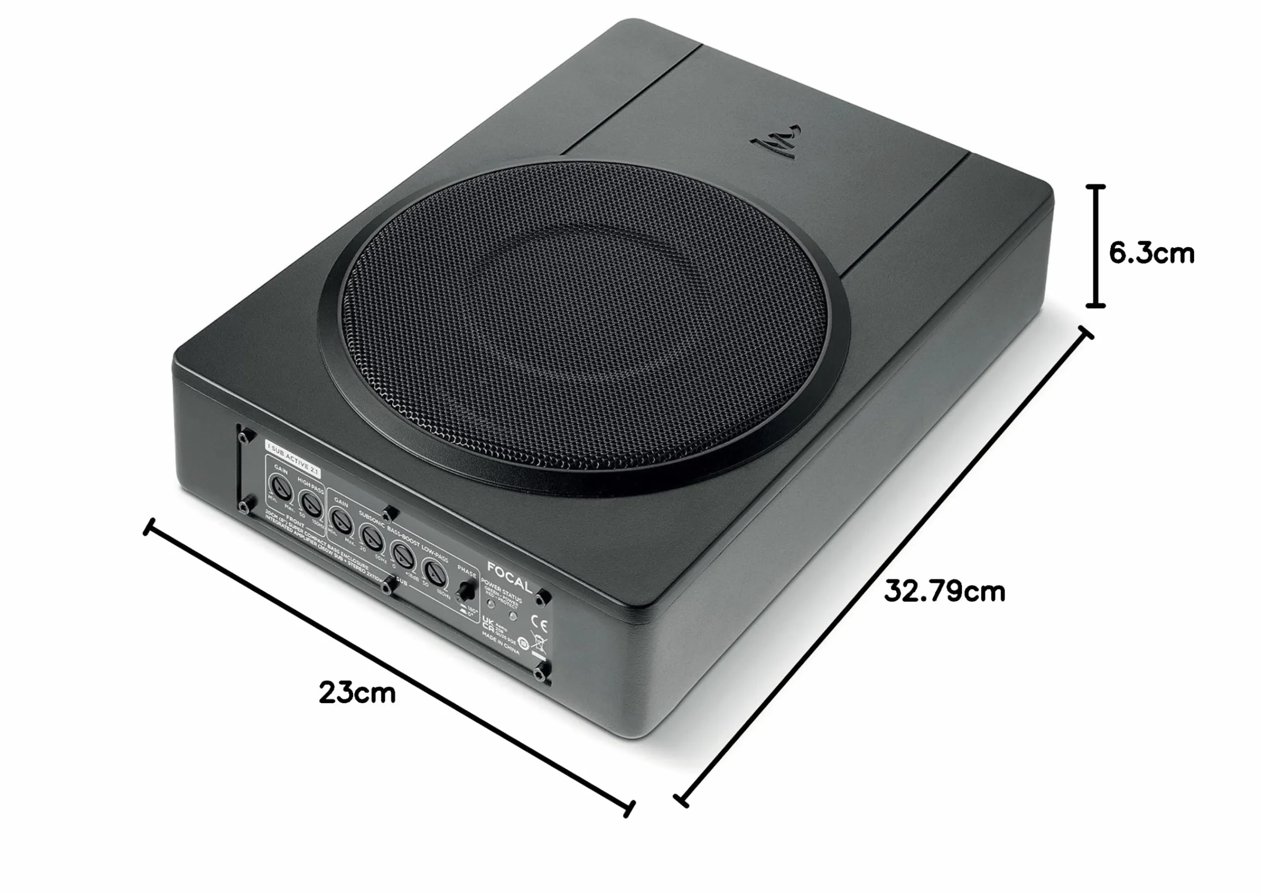 FOCAL ISUB ACTIVE 2.1 Subwoofer Amplificato da Sottosedile con Amplificatore 2 Canali Integrato