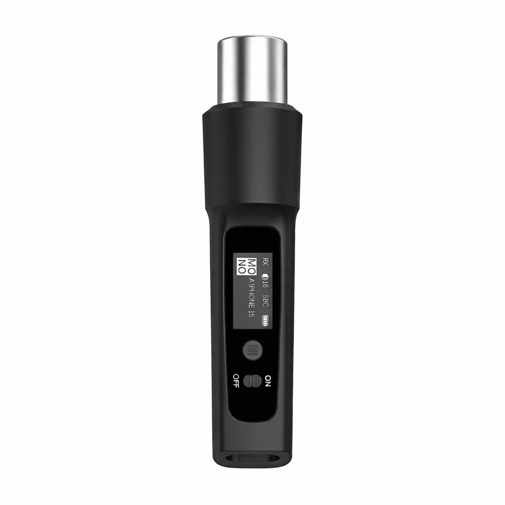Ricevitore Bluetooth XLR wireless, adattatore audio XLR per altoparlanti PA e mixer audio, suono live e streaming, display di stato, batteria 14H, portata 30,5 m, ricarica USB-C (singolo)