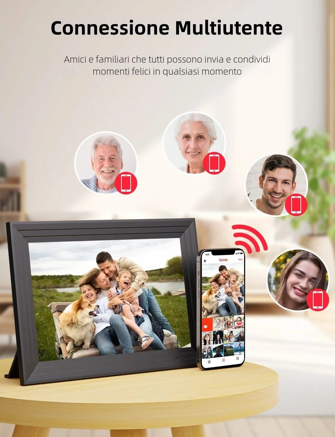 Cornice Digitale Foto WiFi 10,1 Pollici 1280 x 800 HD 32 GB IPS Touch Screen Frameo Luakug