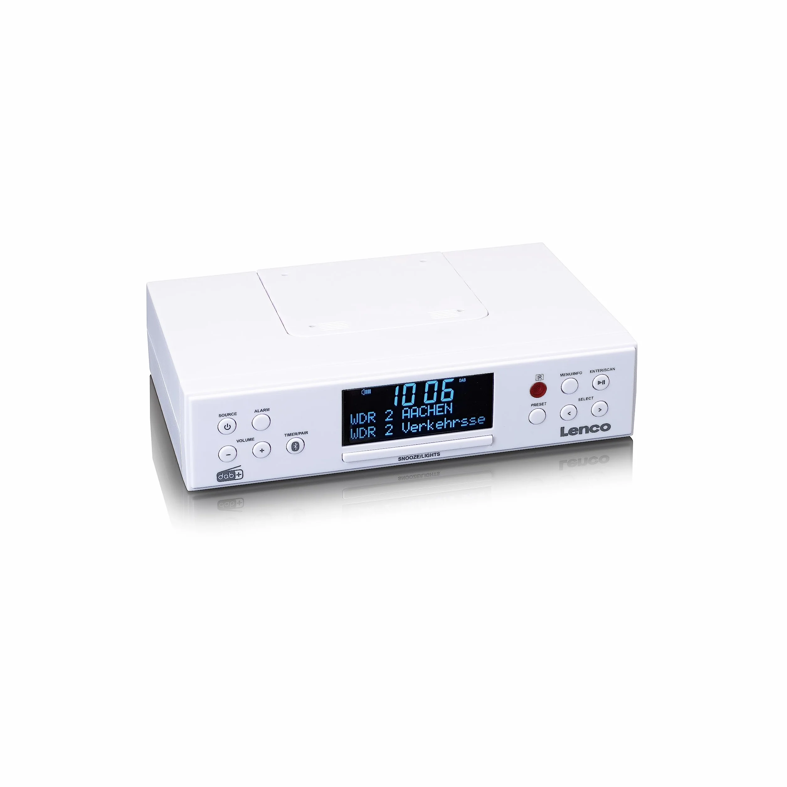 Lenco KCR-190WH Radio da Cucina DAB+/FM Bluetooth Display LED 3,3" Bianco