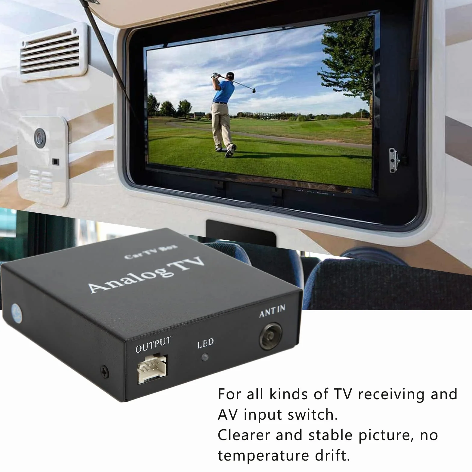 Ricevitore del segnale TV analogico, sintonizzatore TV analogico per auto a trasmissione stabile per accessori video auto