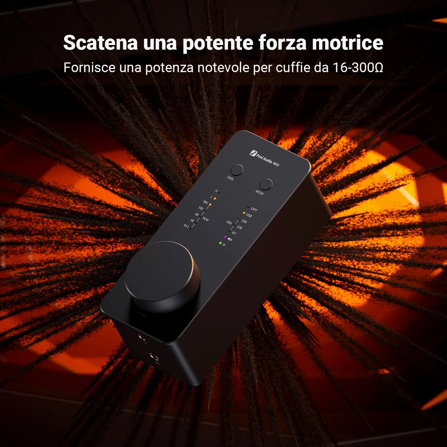 Fosi Audio SK02 DAC Amplificatore per Cuffie, USB C a AUX Adattatore Convertitore Audio Digitale-Analogico, Ottico a 3,5 mm 4,4 mm Combo Bilanciato, Amplificatore Cuffie da Tavolo per Home Theatre
