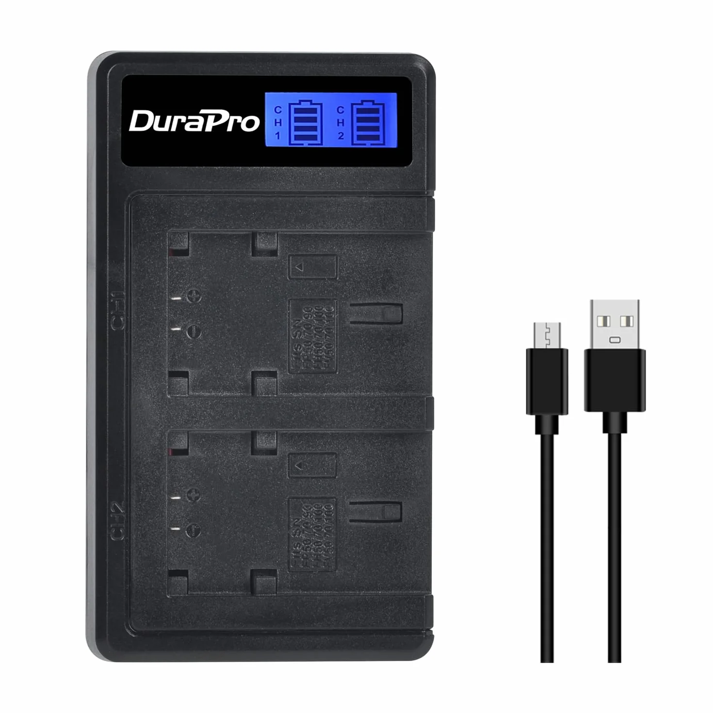 DuraPro 2 batterie NP-FP50 + caricatore LCD Dual USB per Sony NP-FP50 NP-FP30 DCR-DVD203E, DCR-DVD205, DCR-DVD205E, DCR-DVD304E, DCR-DVD305, DCR-DVD305E, DCR-DVD403, DCR-HC96 DCR-SR30 DCR-SR40