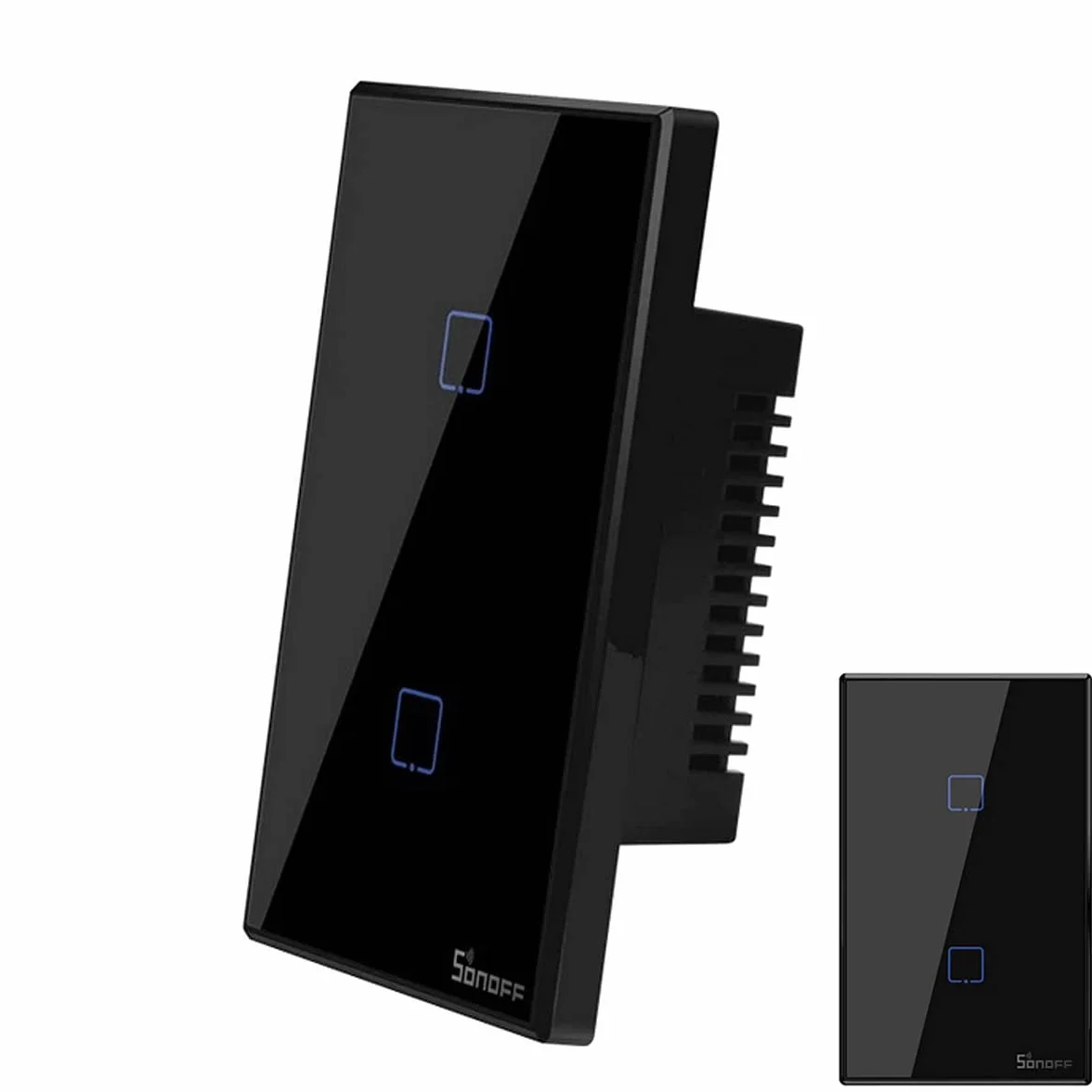 Sonoff T3US2C-TX Interruttore a parete Nero touch Wifi serie TX US a due tasti