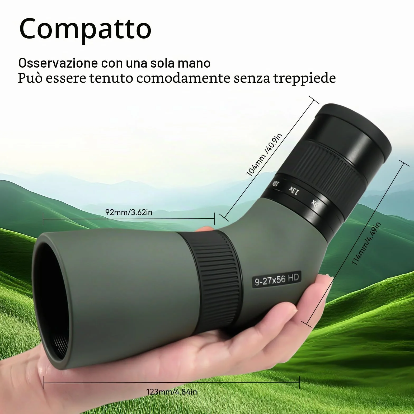 Svbony SV410 ED Cannocchiale 9-27x56, Compatta Portatile, Bordo in Vetro Ottica FMC, Ampio Campo Visivo Telescopio Spotting Scope per Bird Watching, Animali Selvatici
