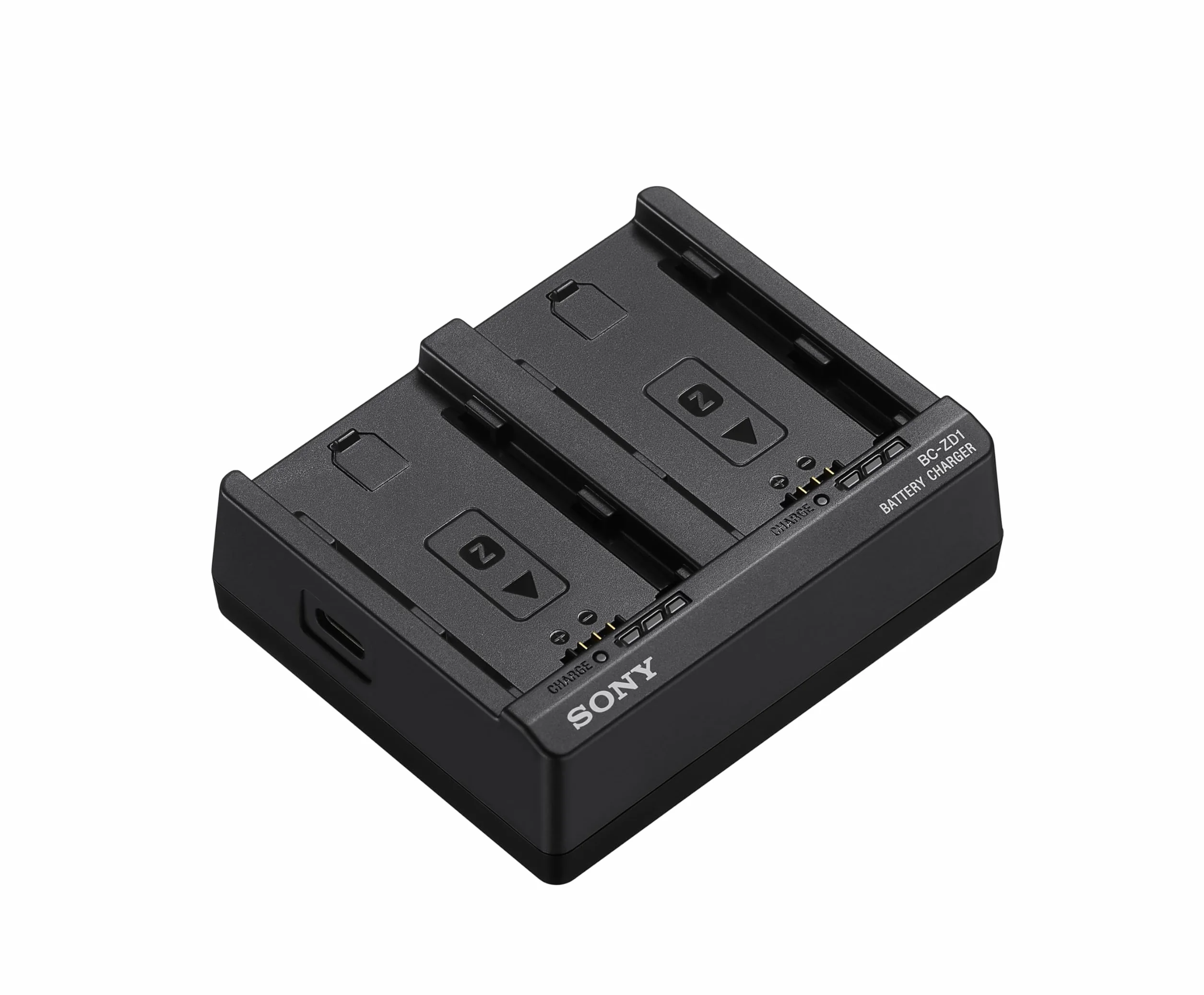Sony BC-ZD1 – BCZD1.CE7 Caricabatterie (caricabatterie doppio per batterie FZ100, funzione di ricarica rapida, ideale per viaggi e studio, compatibile con fotocamere Alpha e FX)