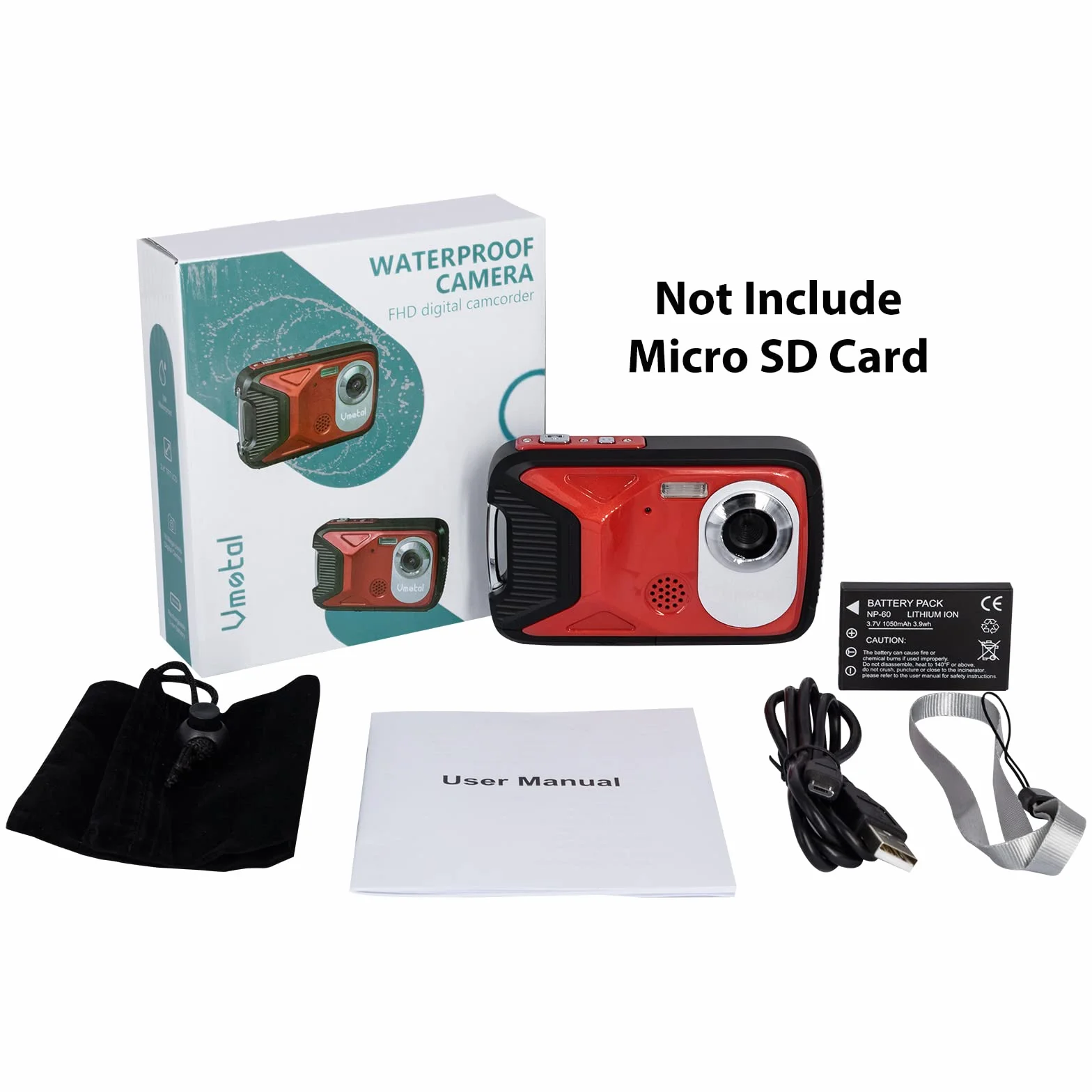 GDC8026 Fotocamera digitale impermeabile/Zoom digitale 8x / 21 MP/FHD 1080P /Schermo LCD TFT da 2,8"/ Telecamera subacquea per bambini/Adolescenti/Studenti/Principianti/Anziani (Rosso)