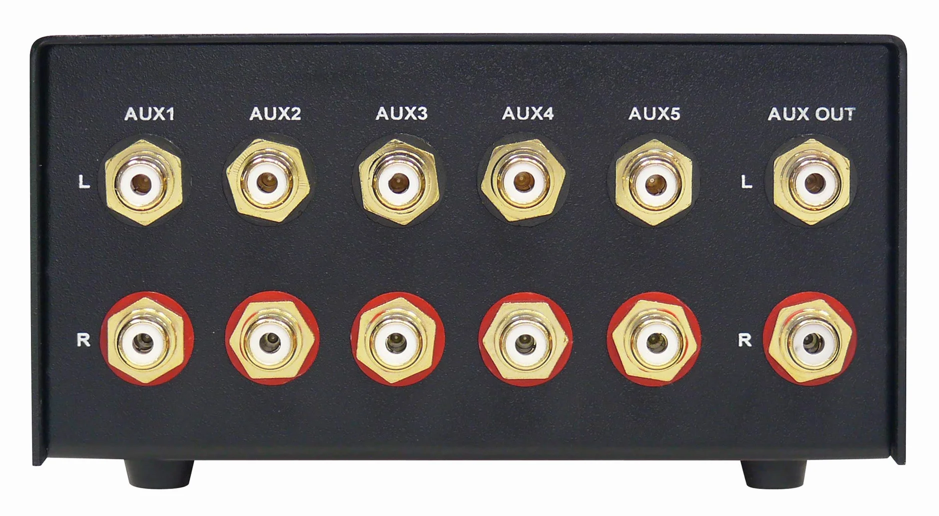 Dynavox Commutatore di prolunga in ingresso in metallo 5 ingressi RCA per amplificatori stereo surround Nero