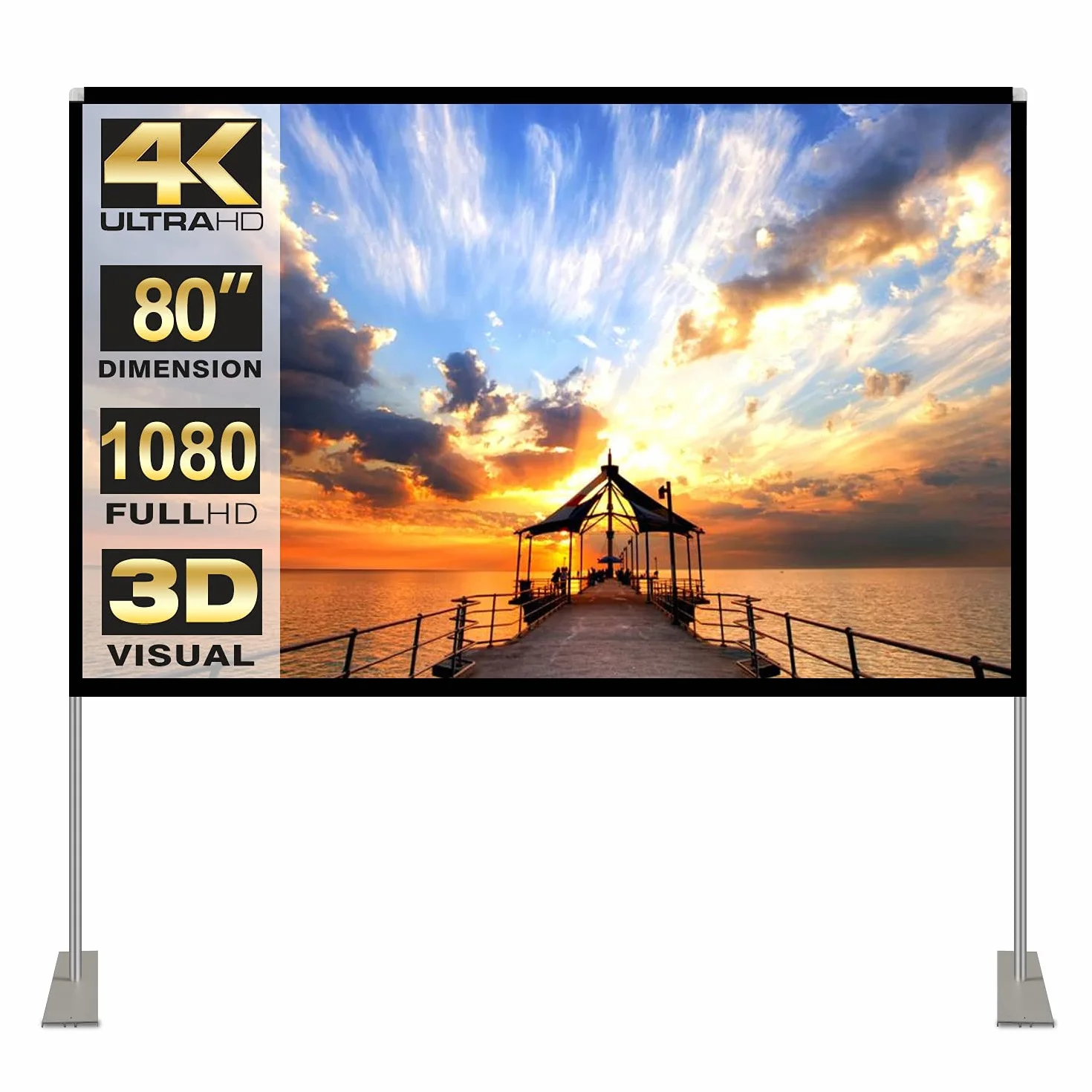 Schermo per Proiettore con Supporto 80" 16: 9 Schermo Portatile Una Scelta Perfetta per Teatro Domestico il Cinema All'aperto e Altre Attività di Intrattenimento