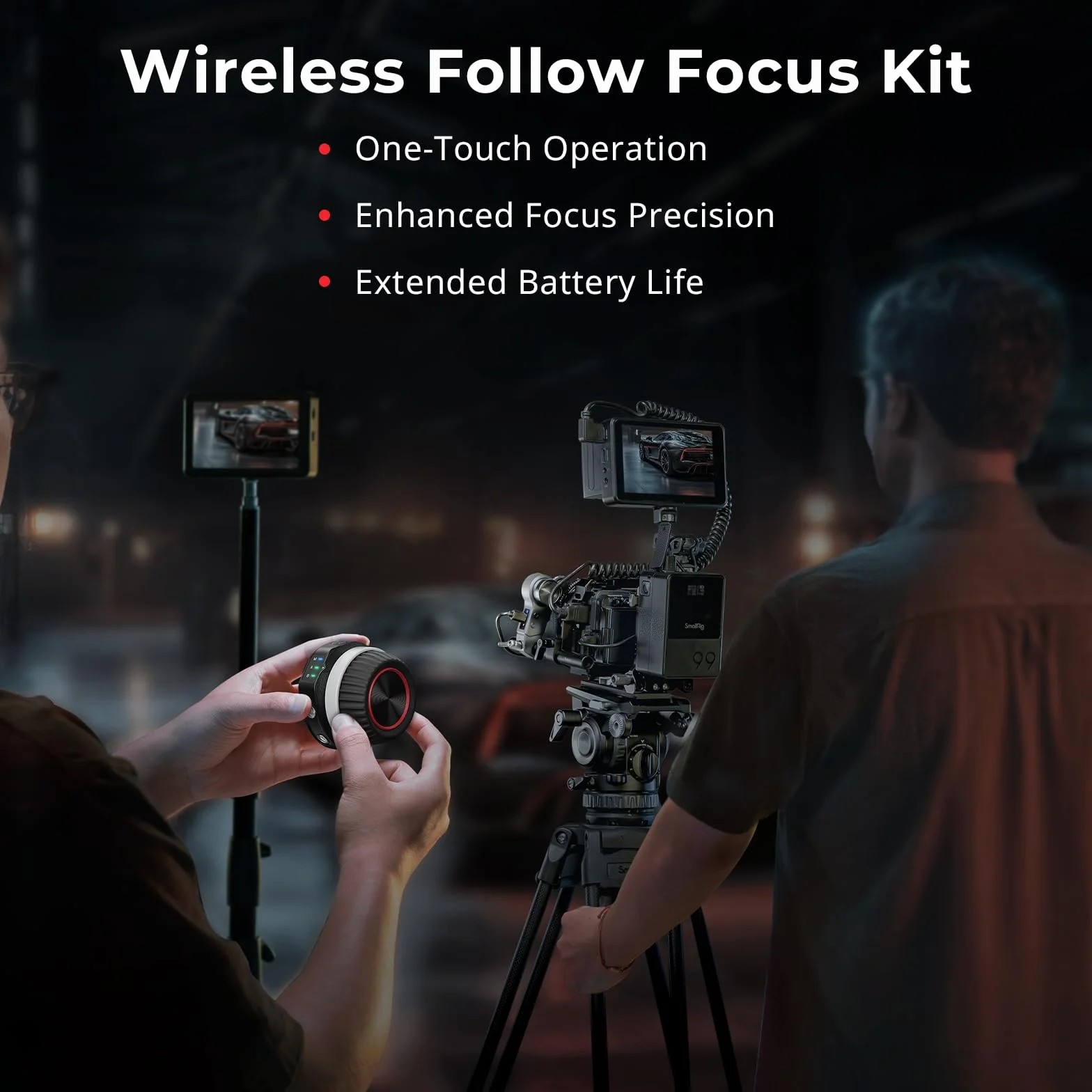 SMALLRIG Wireless Follow Focus Kit (Lite) con Controller a Volantino e Motore Ricevitore, Stop A/B e Morsetto per Asta da 15 mm, Design Compatto, Ampiamente Compatibile - 4296
